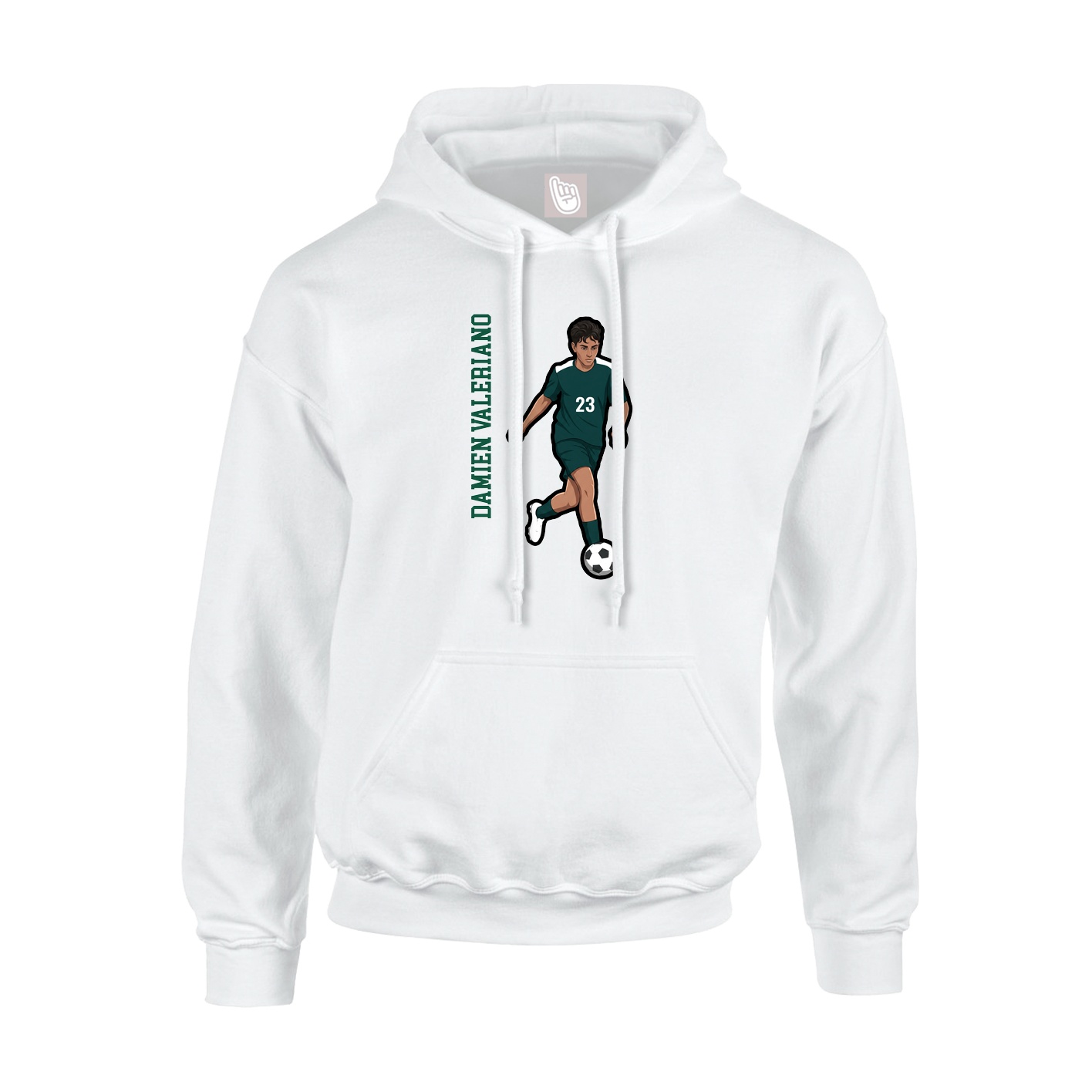 Youth Hoodie — Name Vertical in White