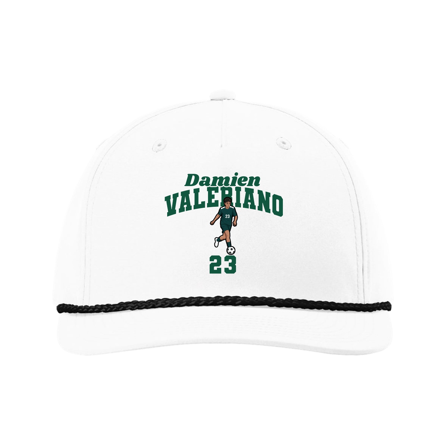 Five-Panel Classic Rope Cap — Signature Arch in White