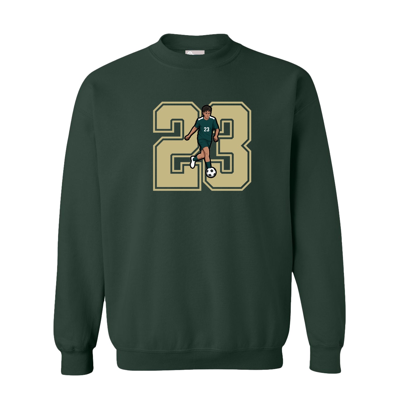 Fleece Crew — Number in Green