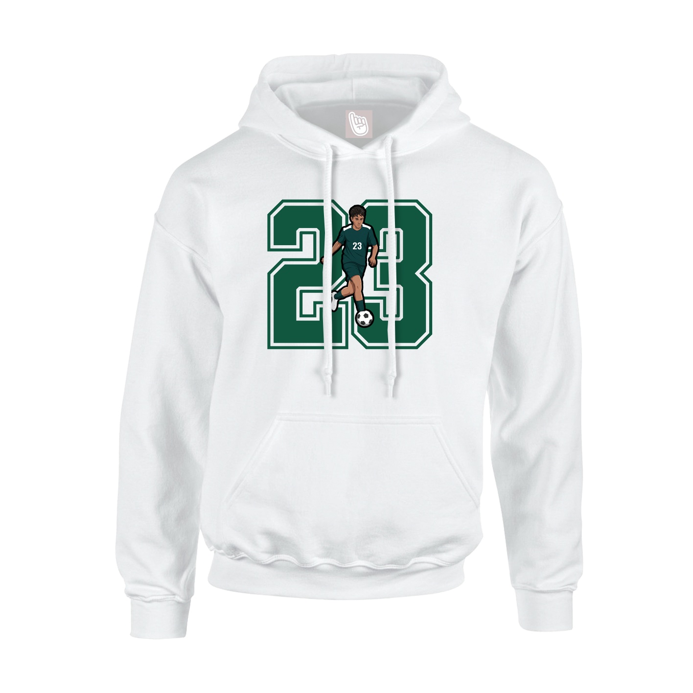 Youth Hoodie — Number in White