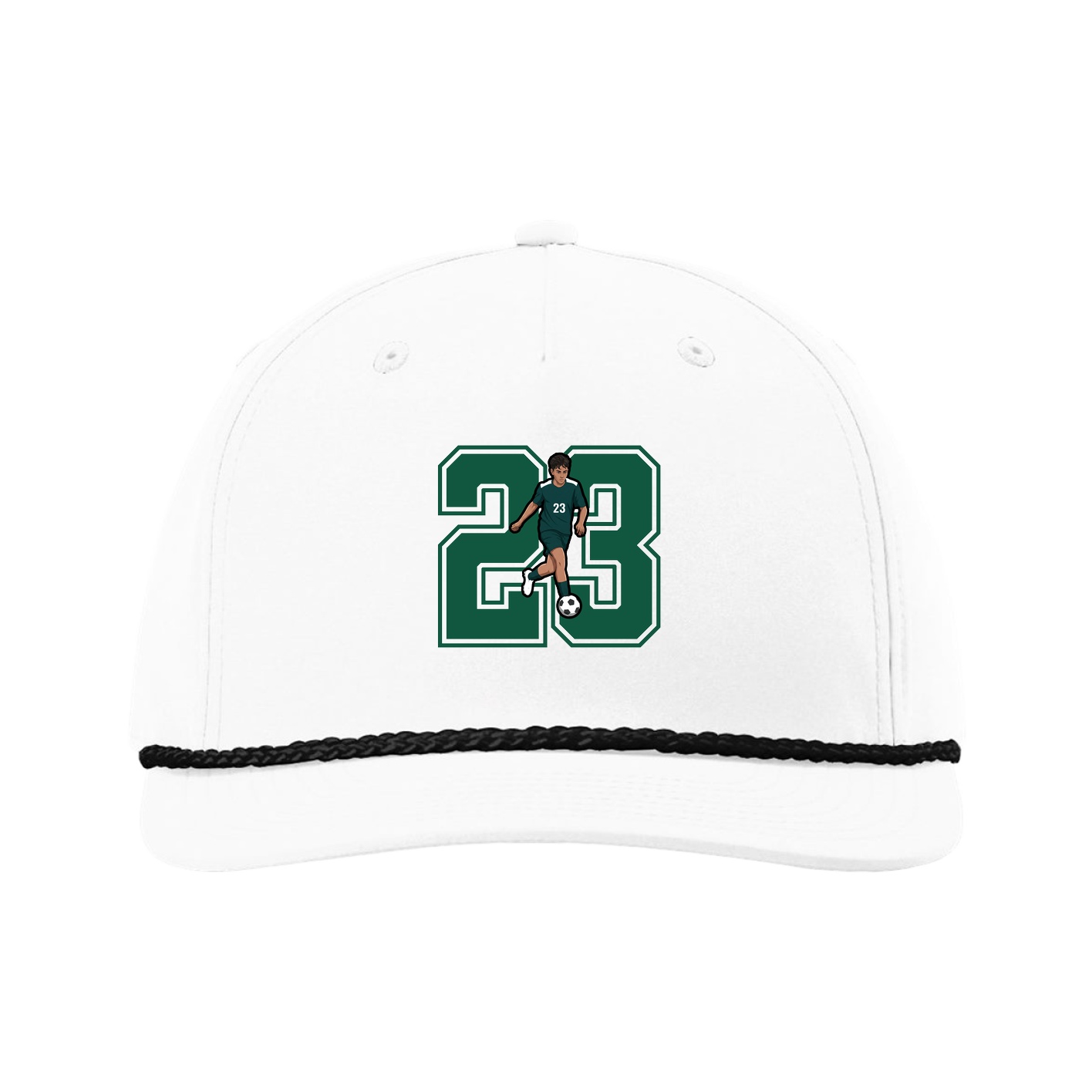 Five-Panel Classic Rope Cap — Number in White