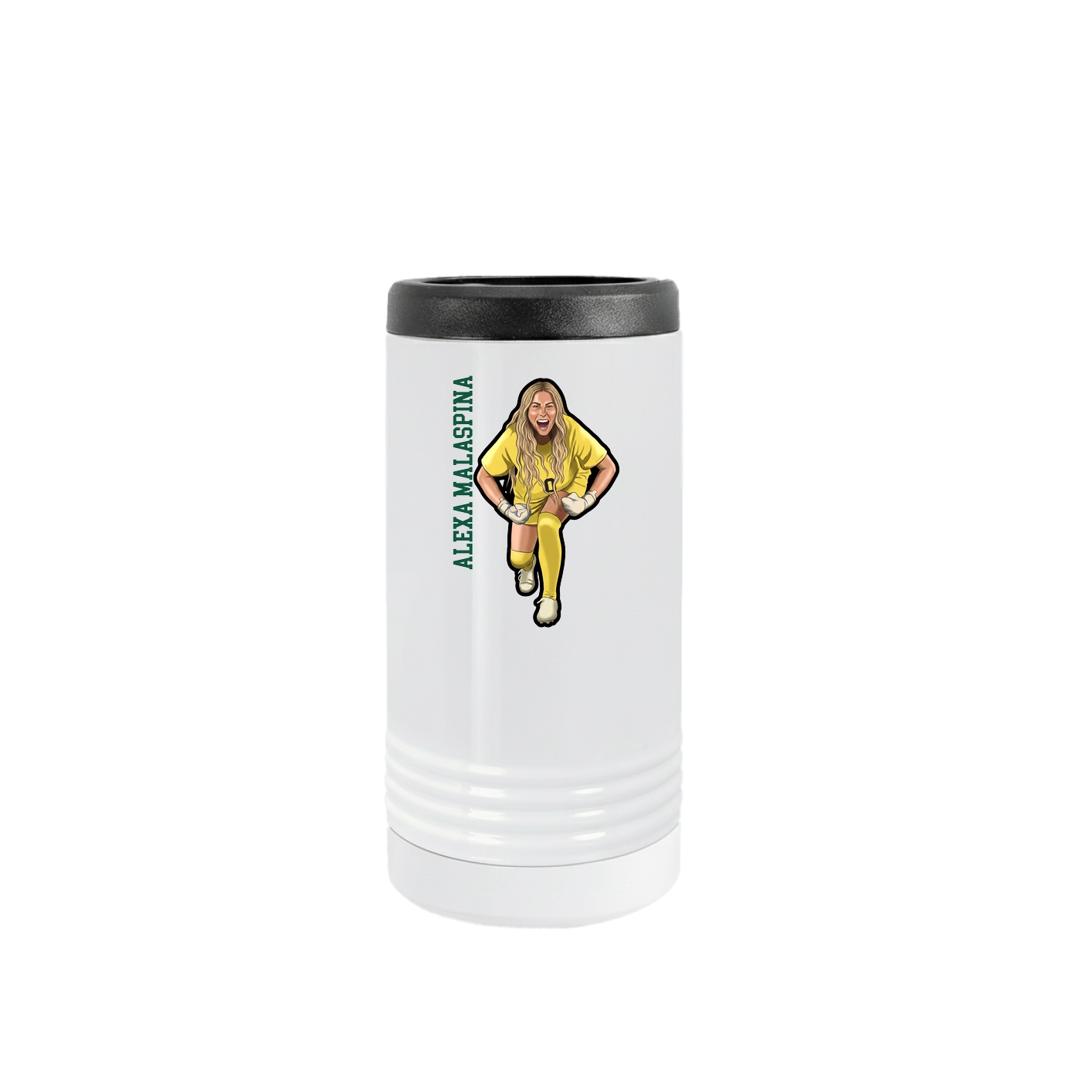 Slim Beverage Holder — Name Vertical in White