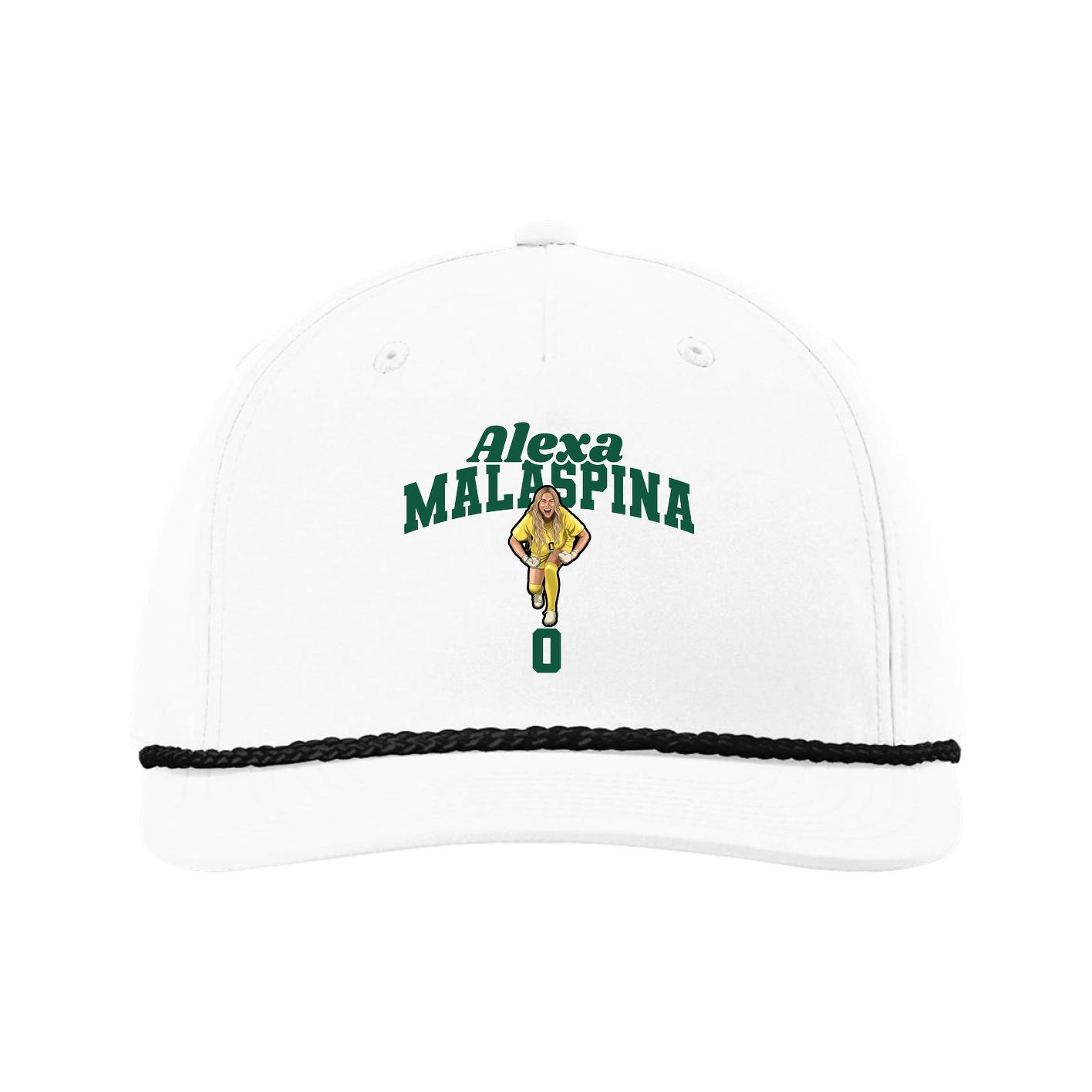 Five-Panel Classic Rope Cap — Signature Arch in White