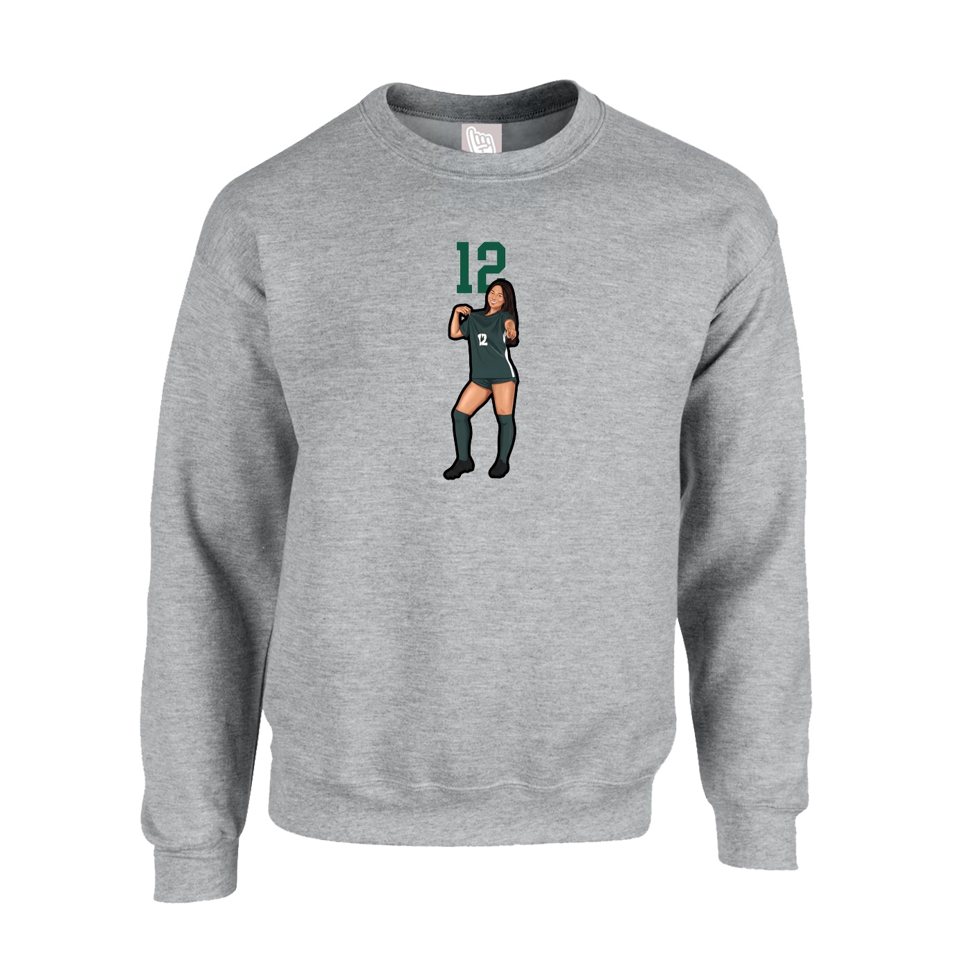 Fleece Crew — Number Top in Grey
