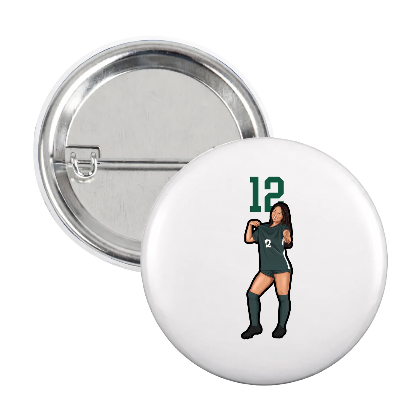 Game Day Button — Number Top in White