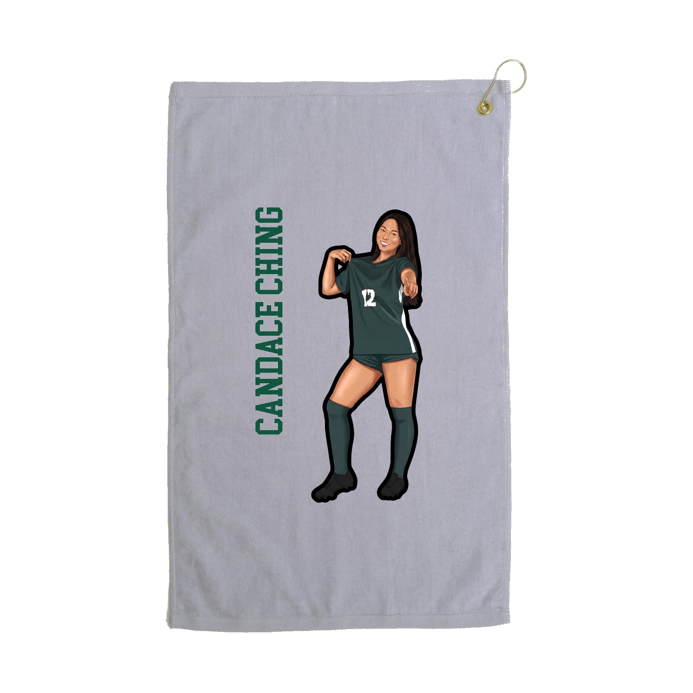Golf Towel — Name Vertical in Grey