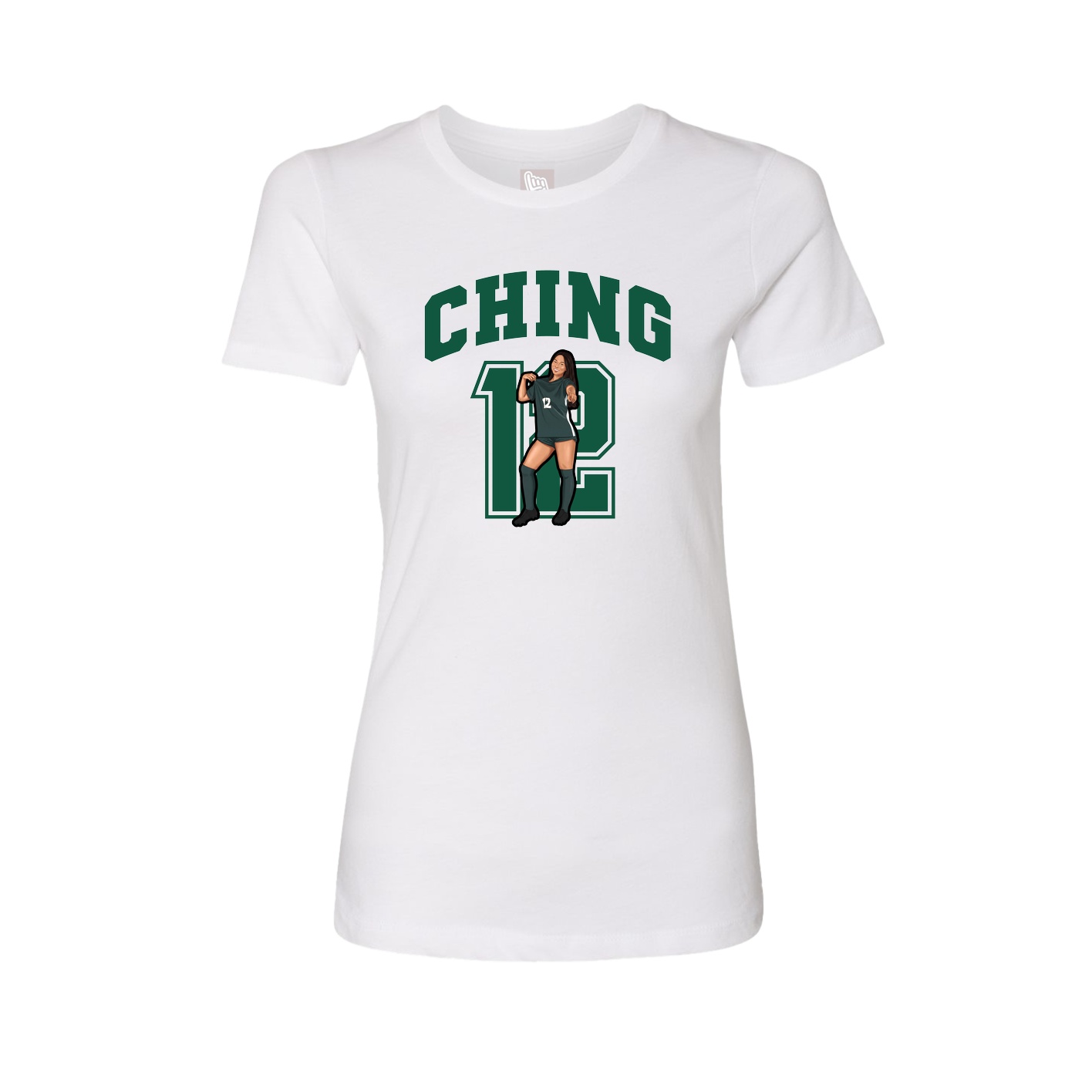 Fitted Women's Tee — Number in White