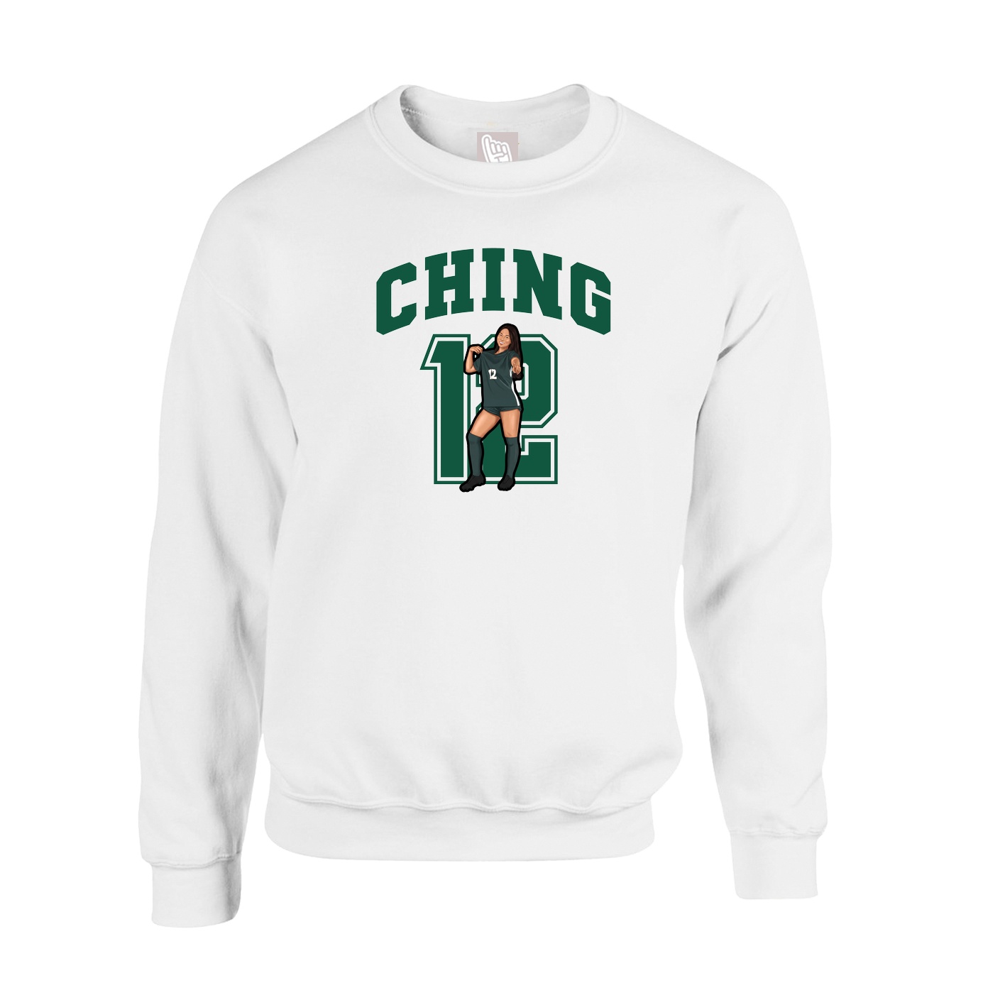 Fleece Crew — Number in White