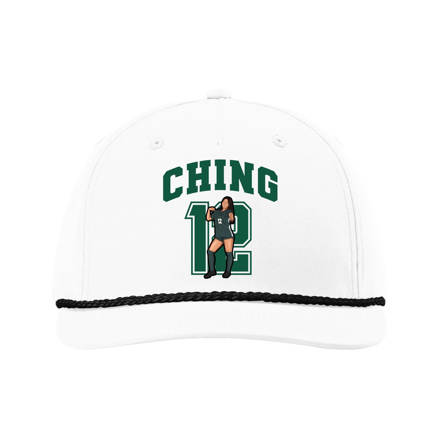 Five-Panel Classic Rope Cap — Number in White