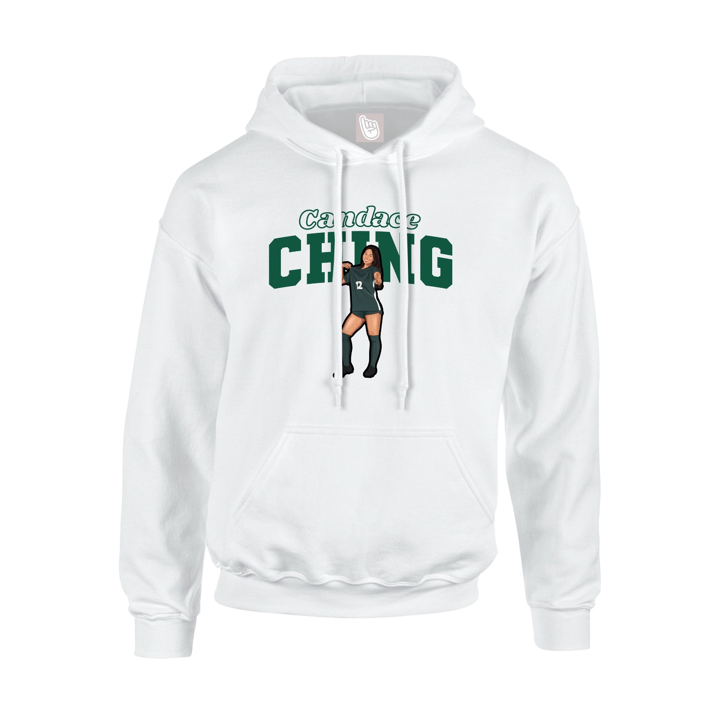 Youth Hoodie — Name Arch in White