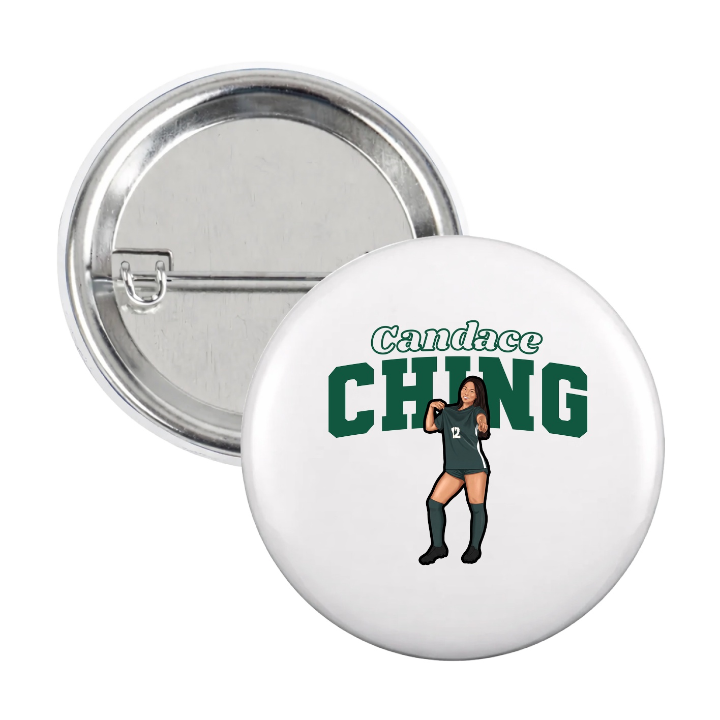 Game Day Button — Name Arch in White