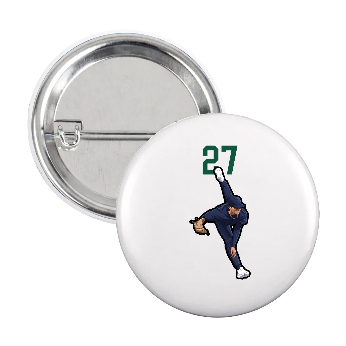 Game Day Button — Number Top in White