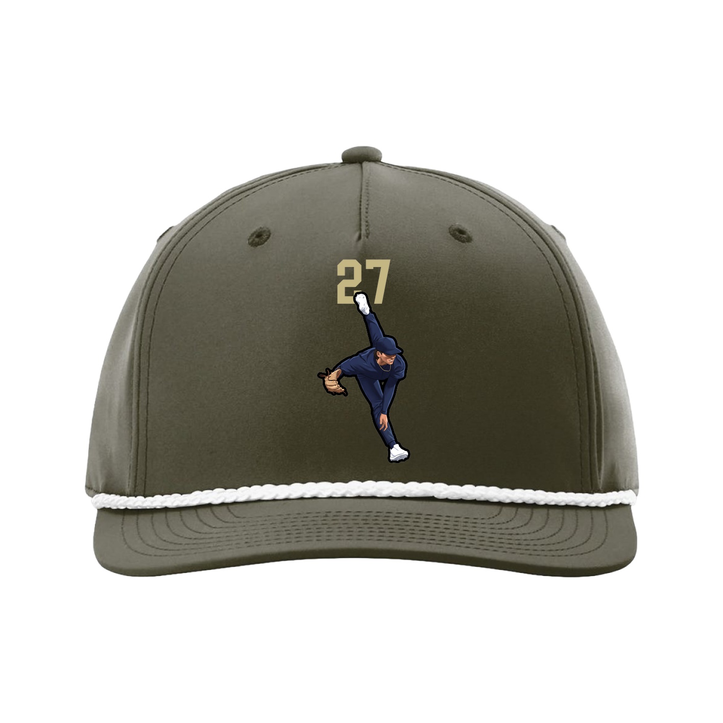 Five-Panel Classic Rope Cap — Number Top in Green