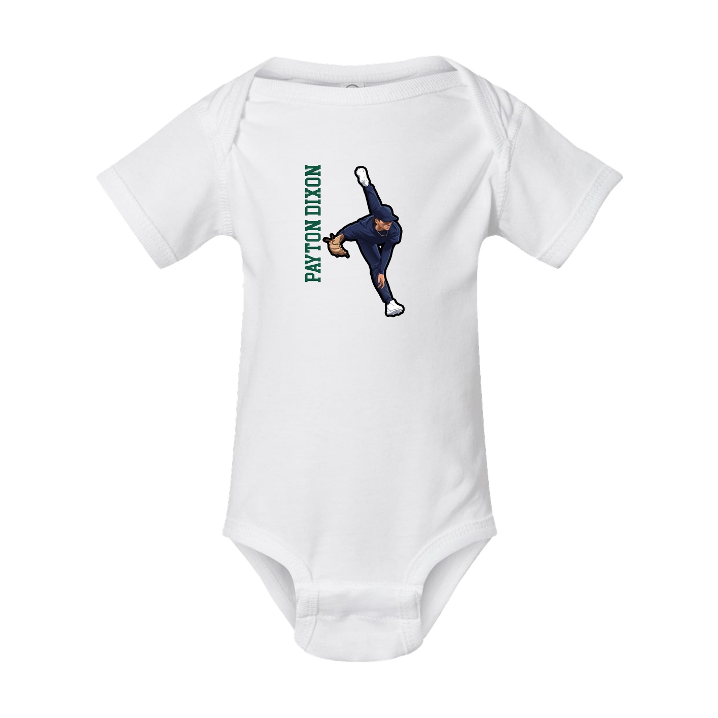 Baby Onesie — Name Vertical in White