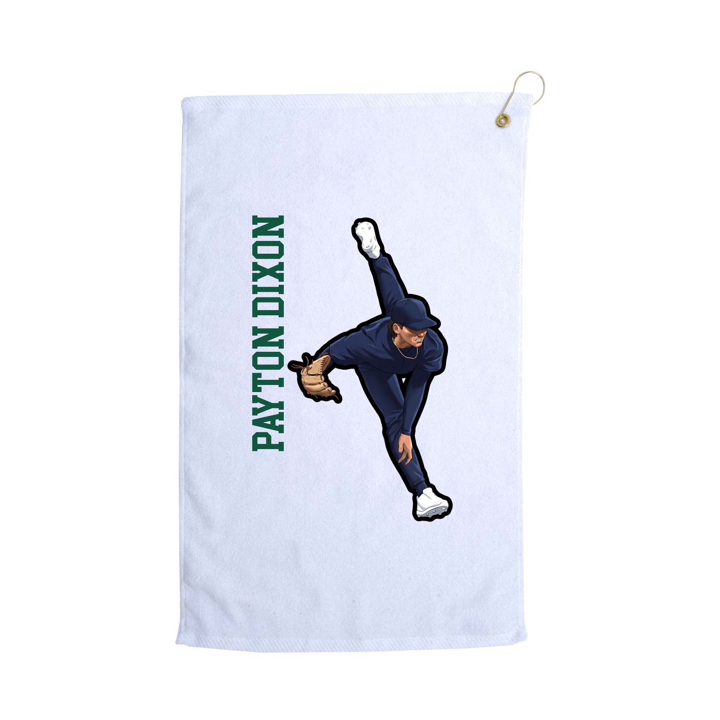Golf Towel — Name Vertical in White