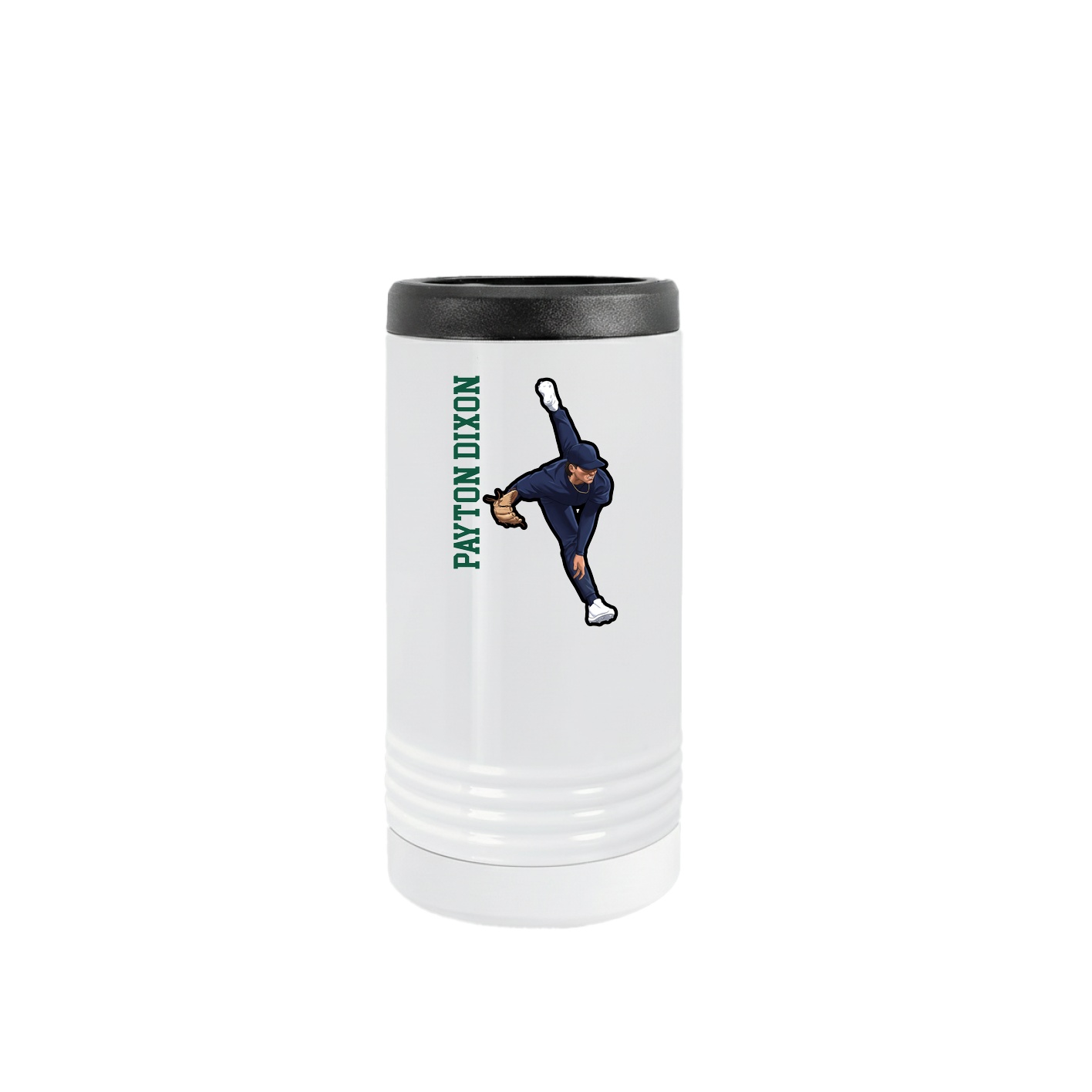 Slim Beverage Holder — Name Vertical in White