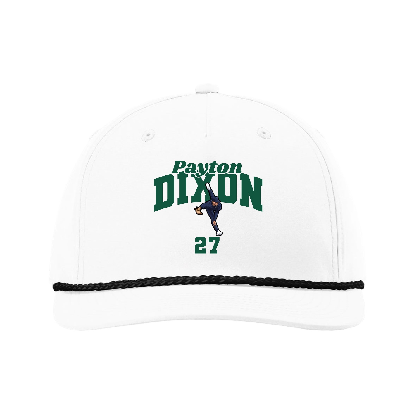 Five-Panel Classic Rope Cap — Signature Arch in White