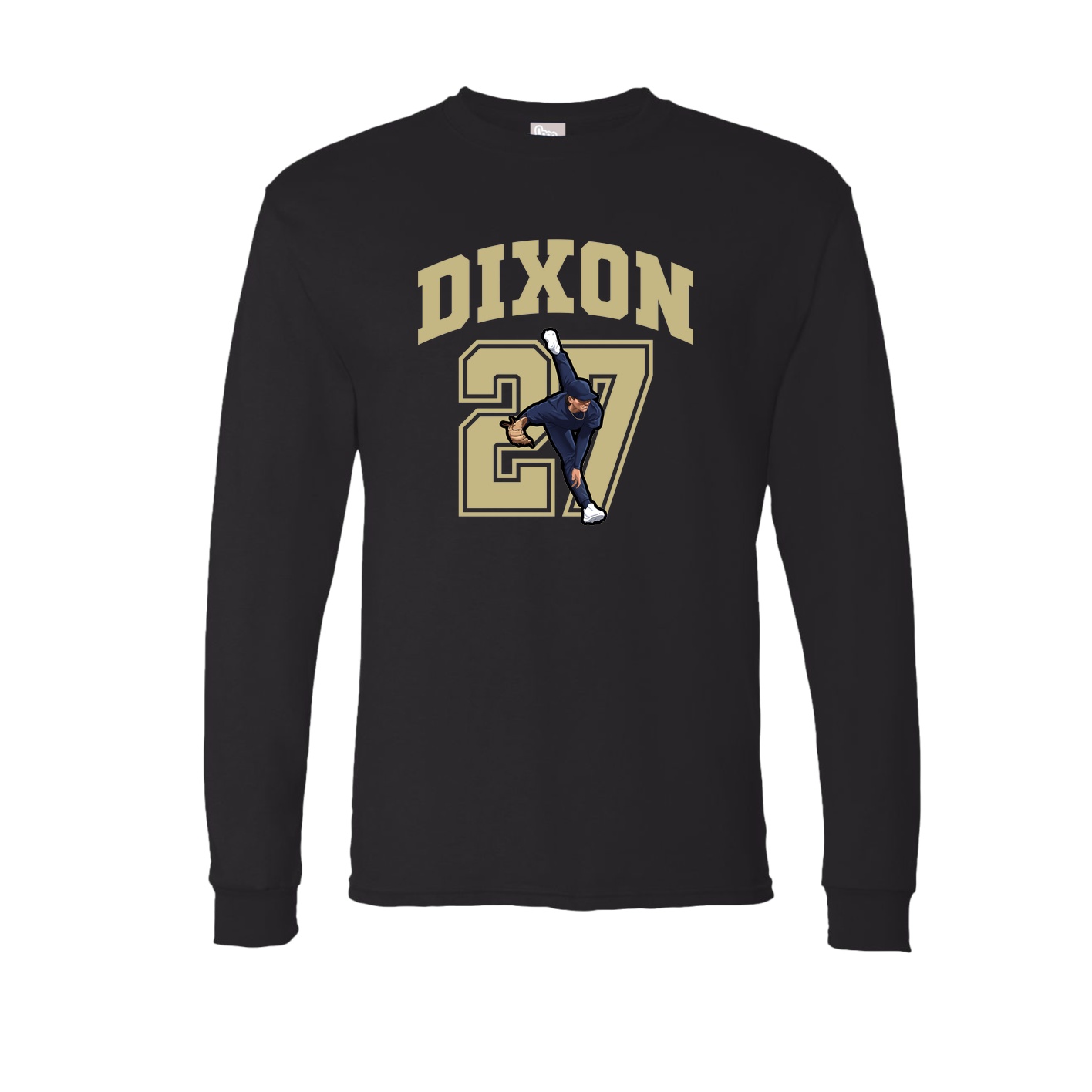 Long Sleeve Tee — Number in Black