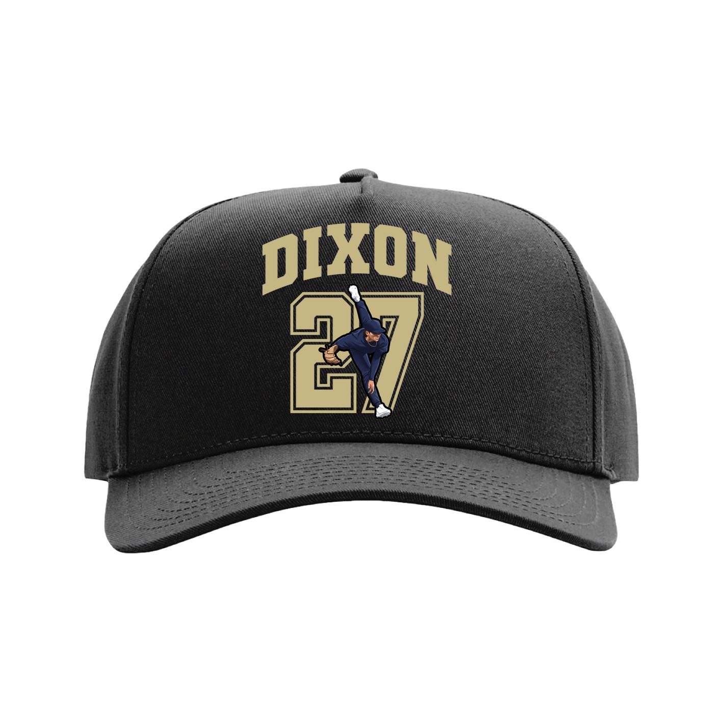 Full Fabric Five-Panel Champ Cap — Number in Black