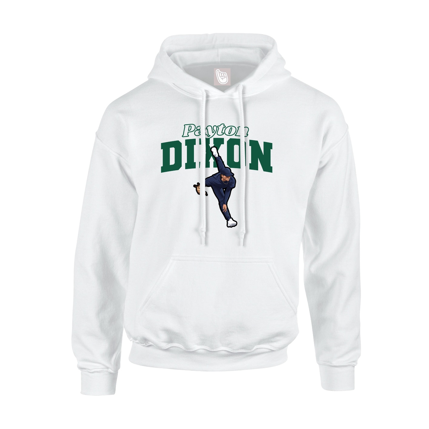 Youth Hoodie — Name Arch in White