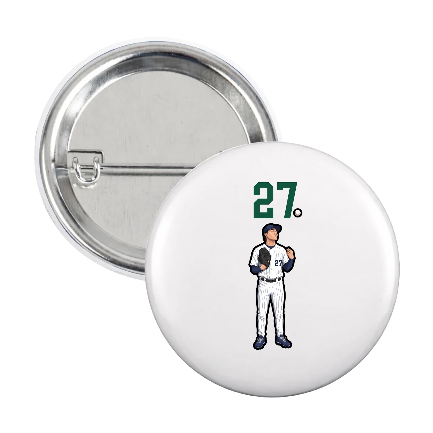 Game Day Button — Number Top in White