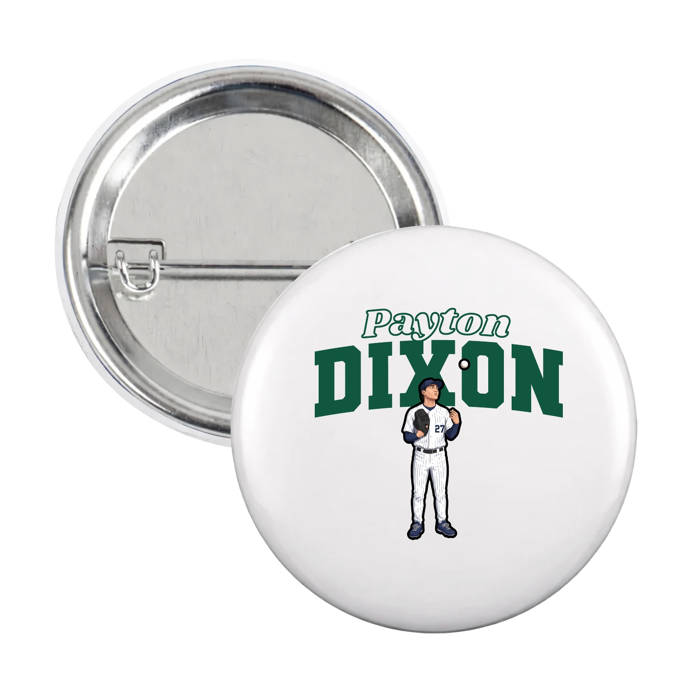 Game Day Button — Name Arch in White