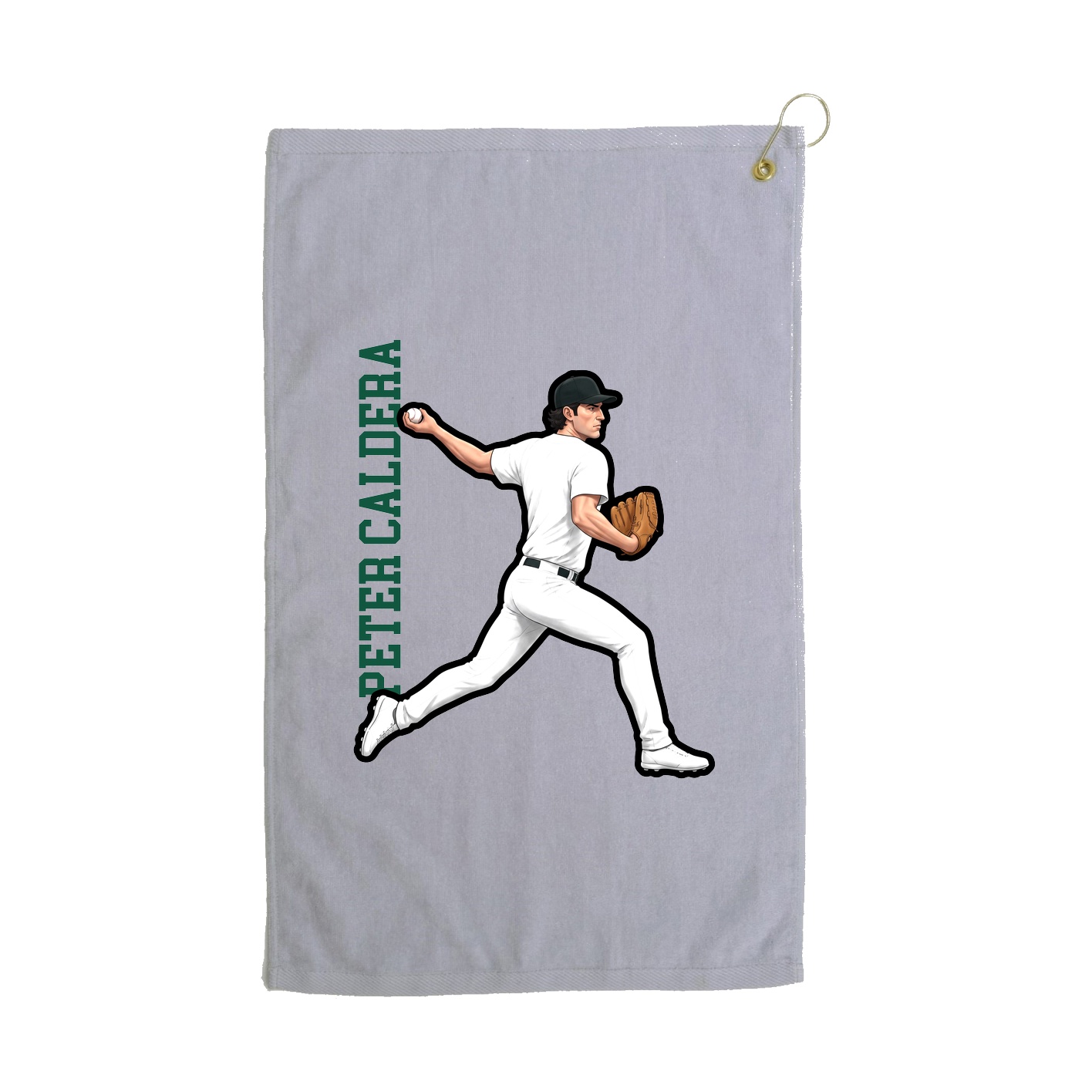 Golf Towel — Name Vertical in Grey