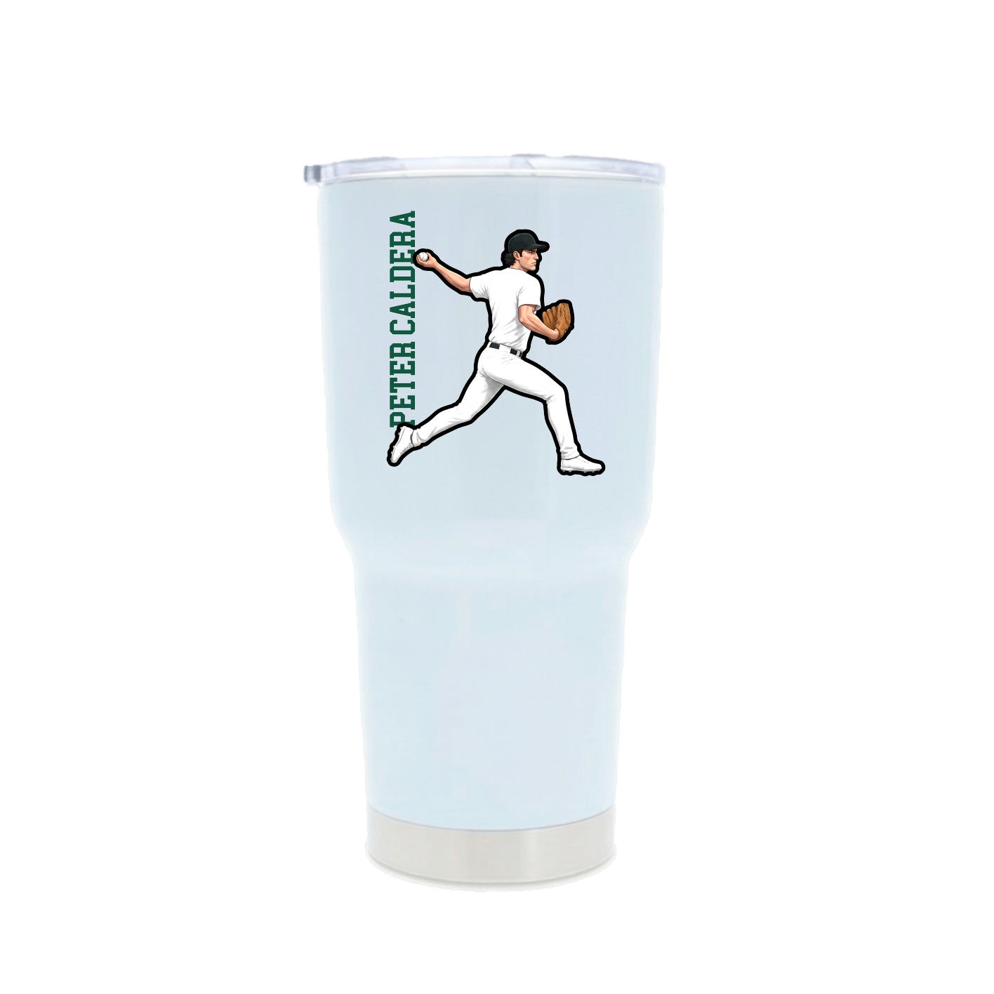 30oz Stainless Steel Tumbler — Name Vertical in White