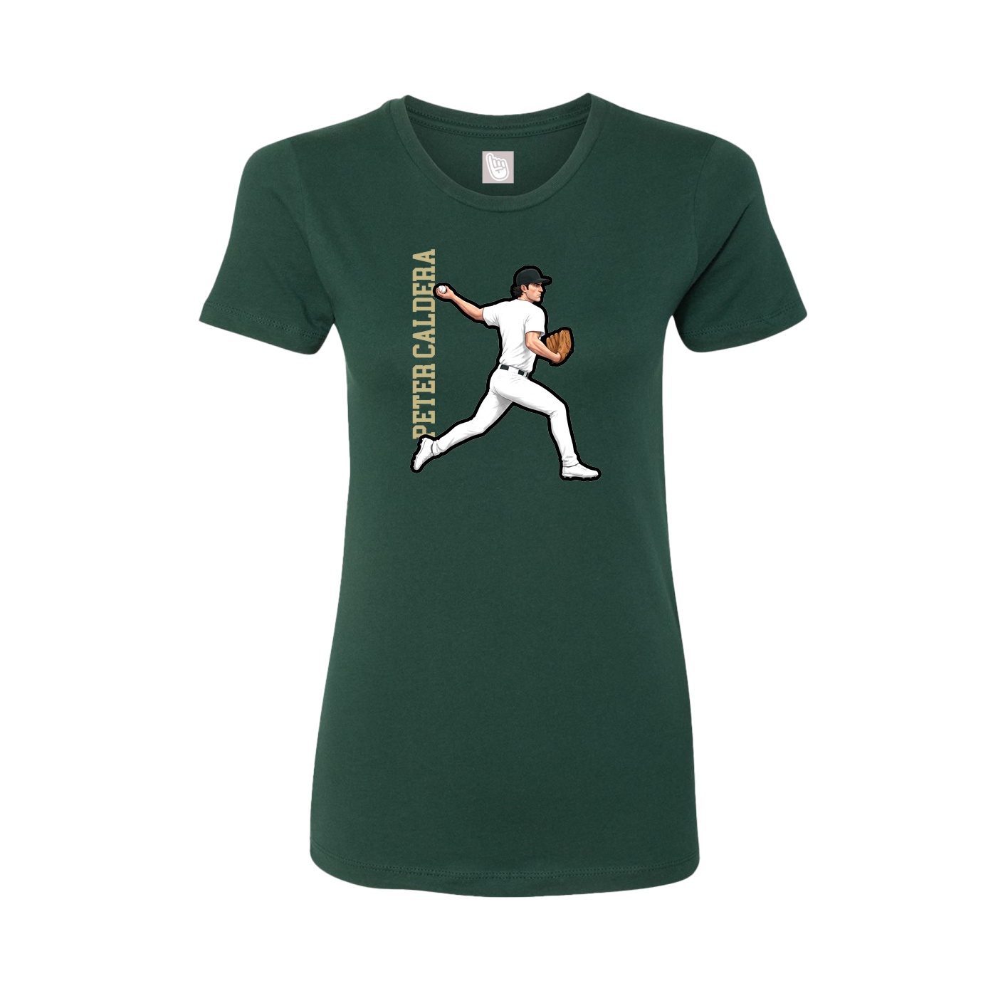 Fitted Women's Tee — Name Vertical in Green