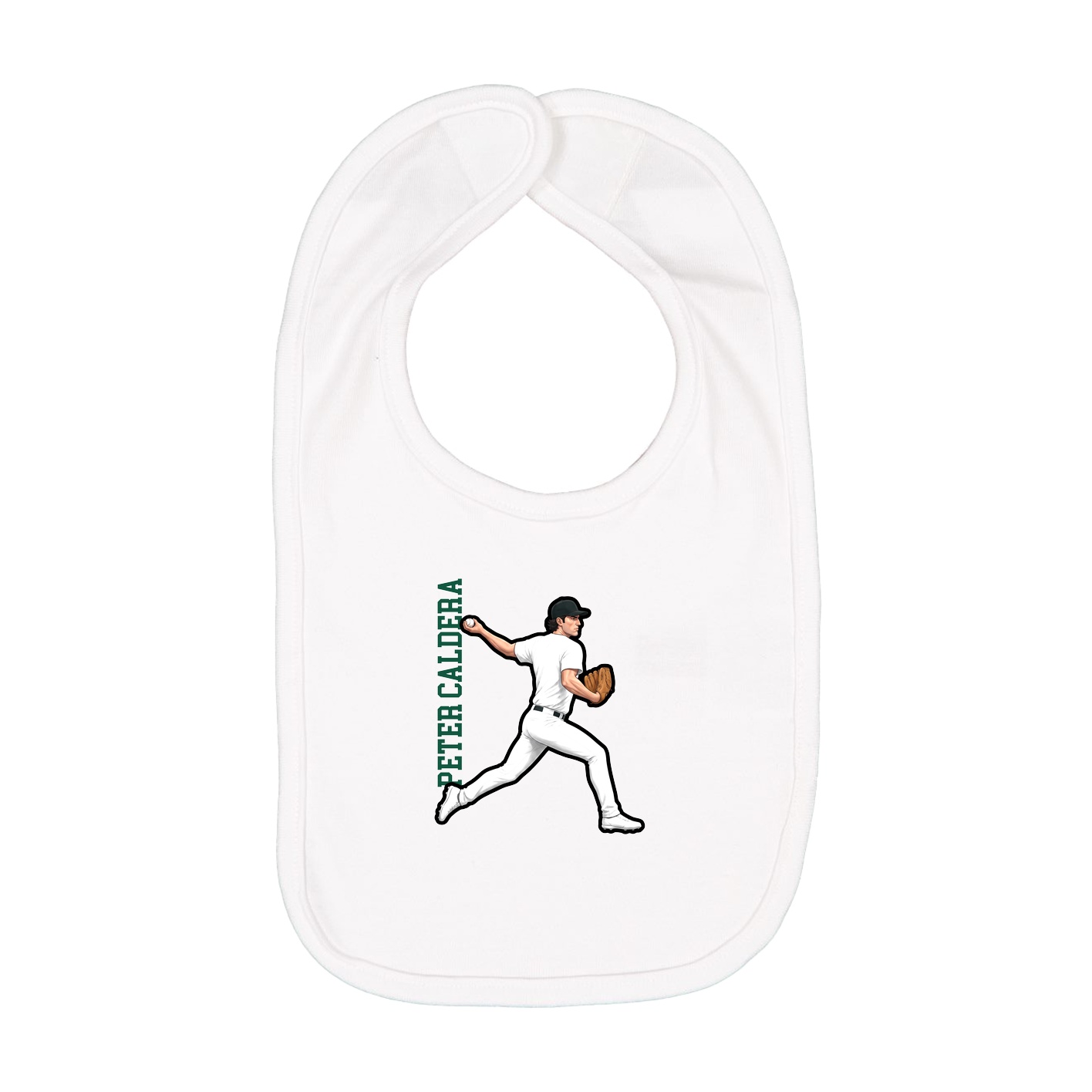 Infant Bib — Name Vertical in White