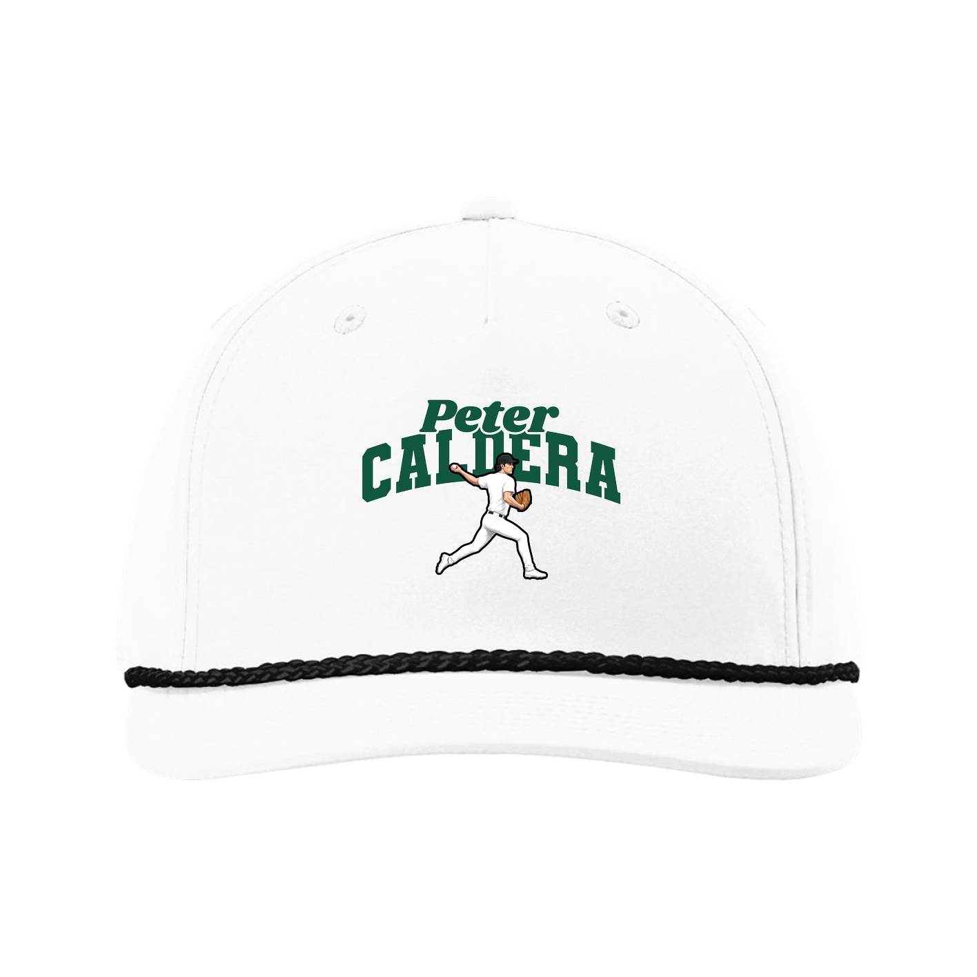Five-Panel Classic Rope Cap — Signature Arch in White