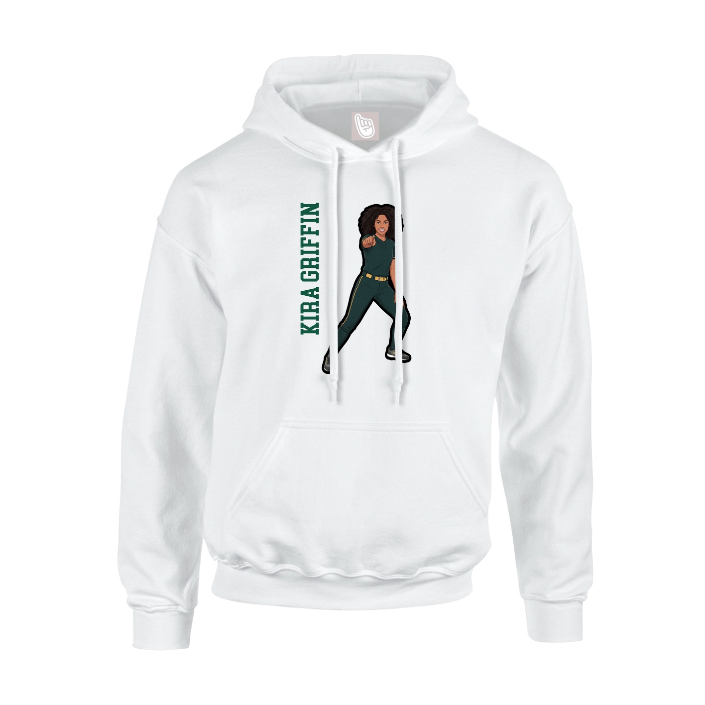Youth Hoodie — Name Vertical in White