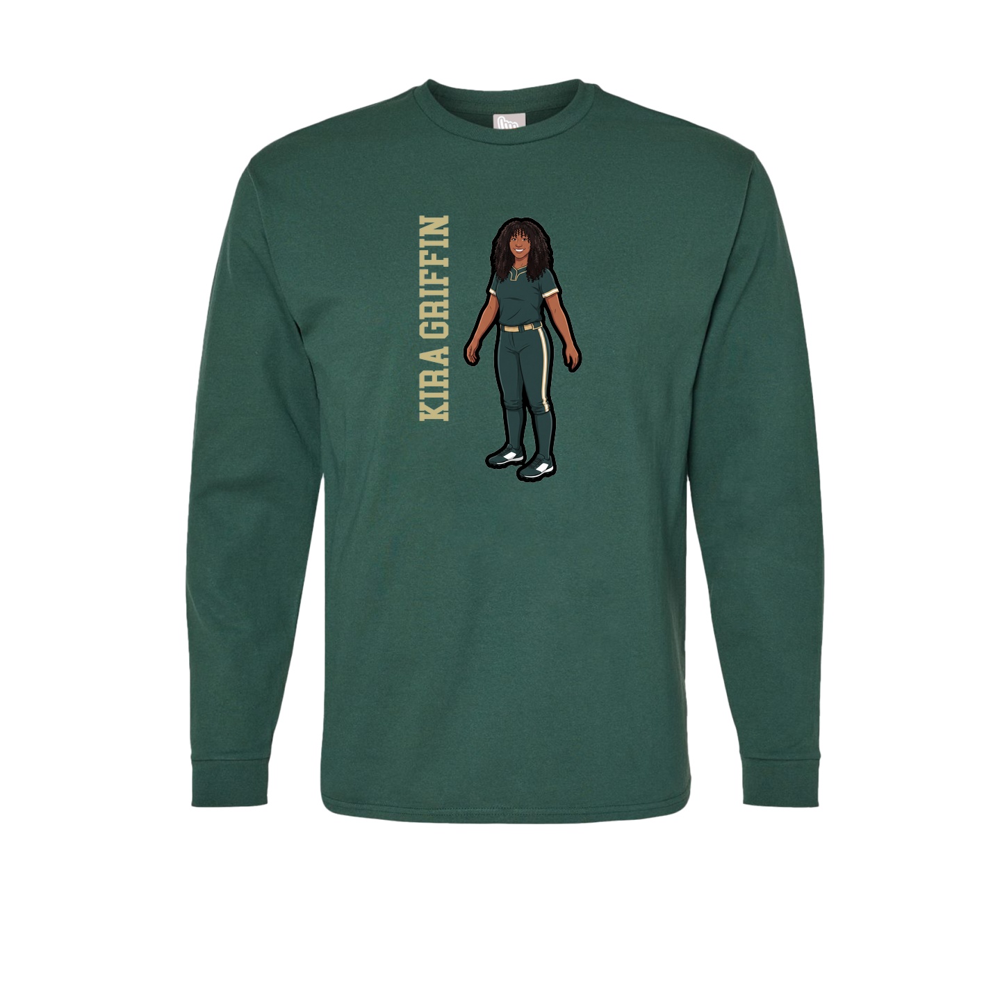 Long Sleeve Tee — Name Vertical in Green