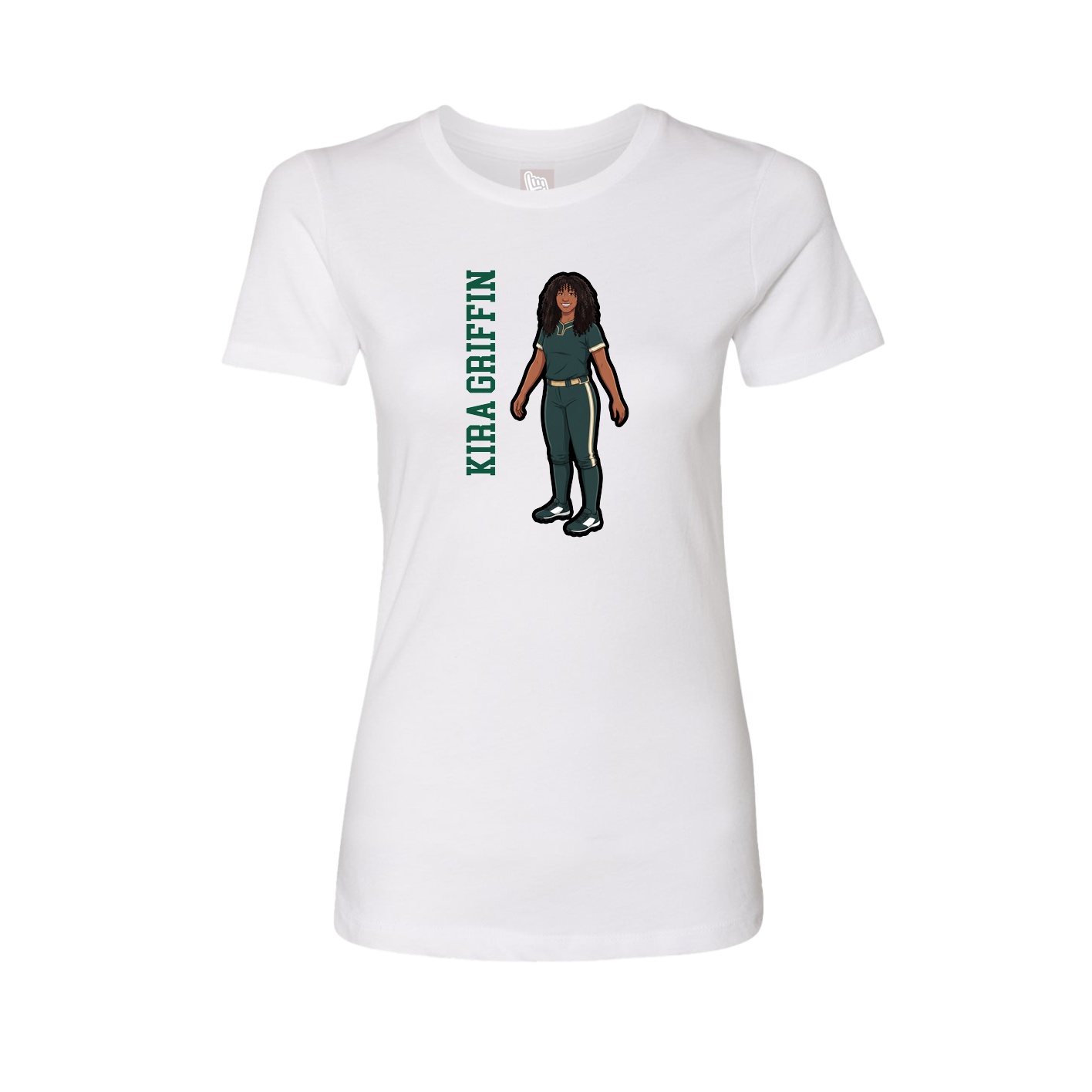 Fitted Women's Tee — Name Vertical in White