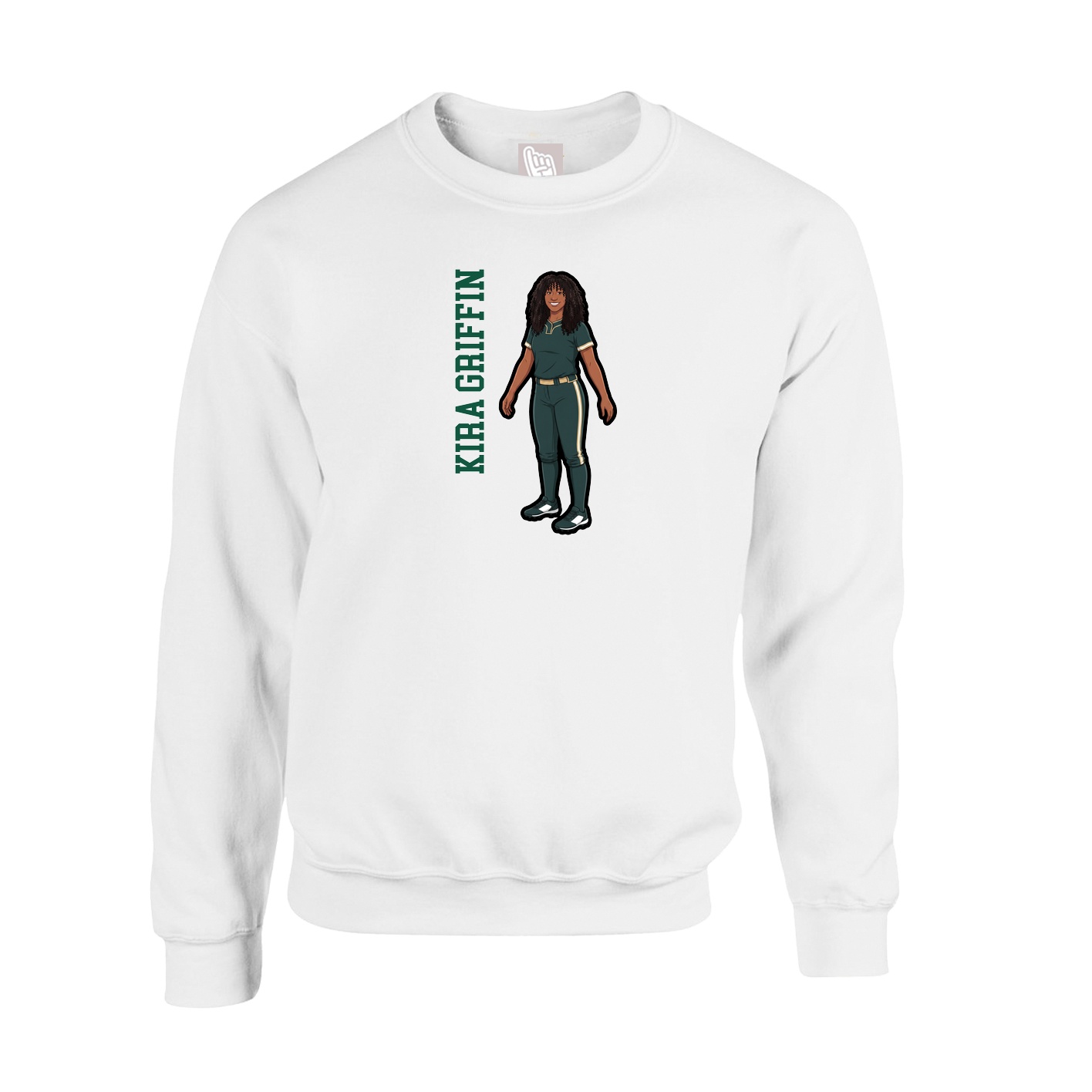 Fleece Crew — Name Vertical in White