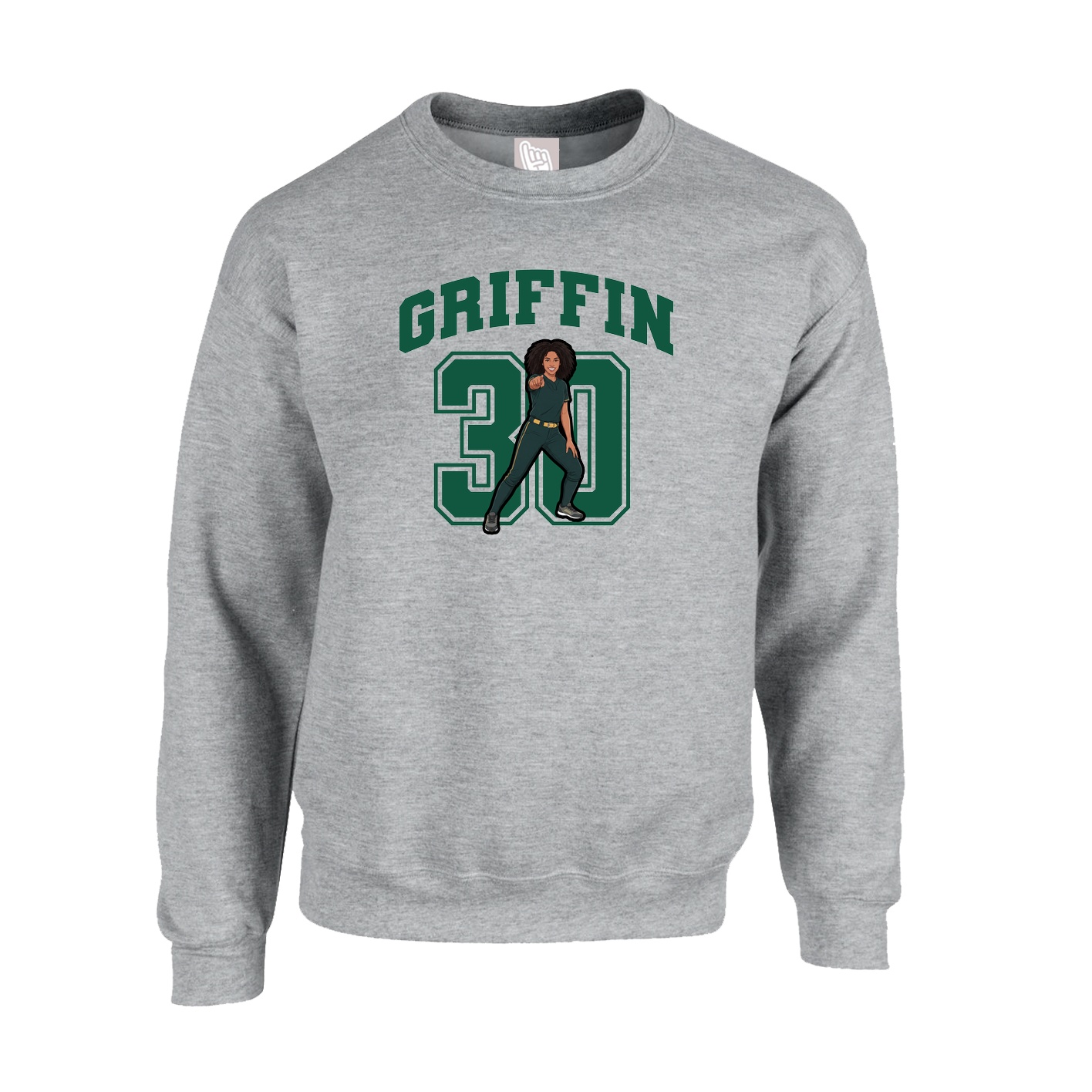 Fleece Crew — Number in Grey