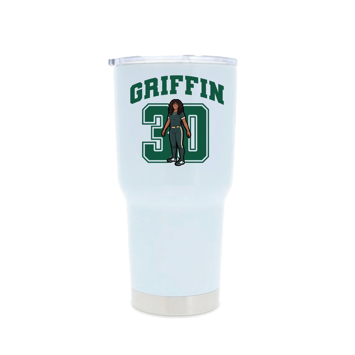 30oz Stainless Steel Tumbler — Number in White