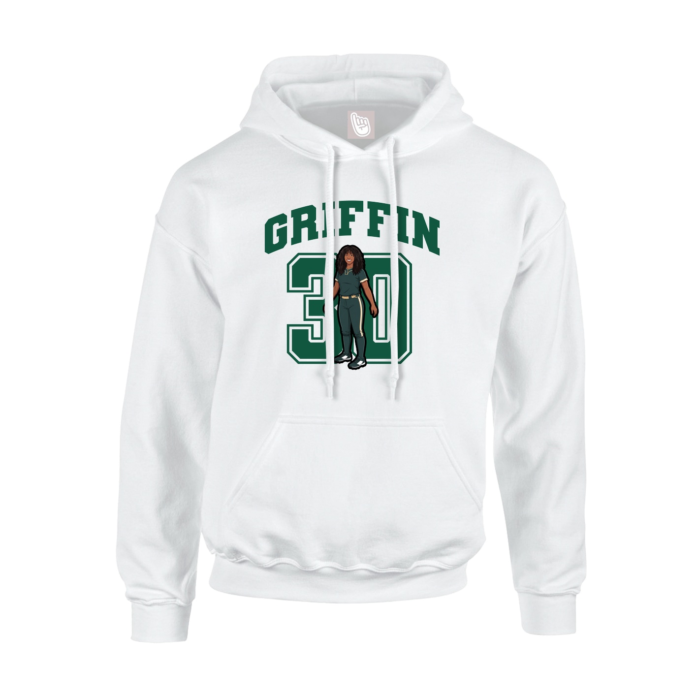 Hoodie — Number in White