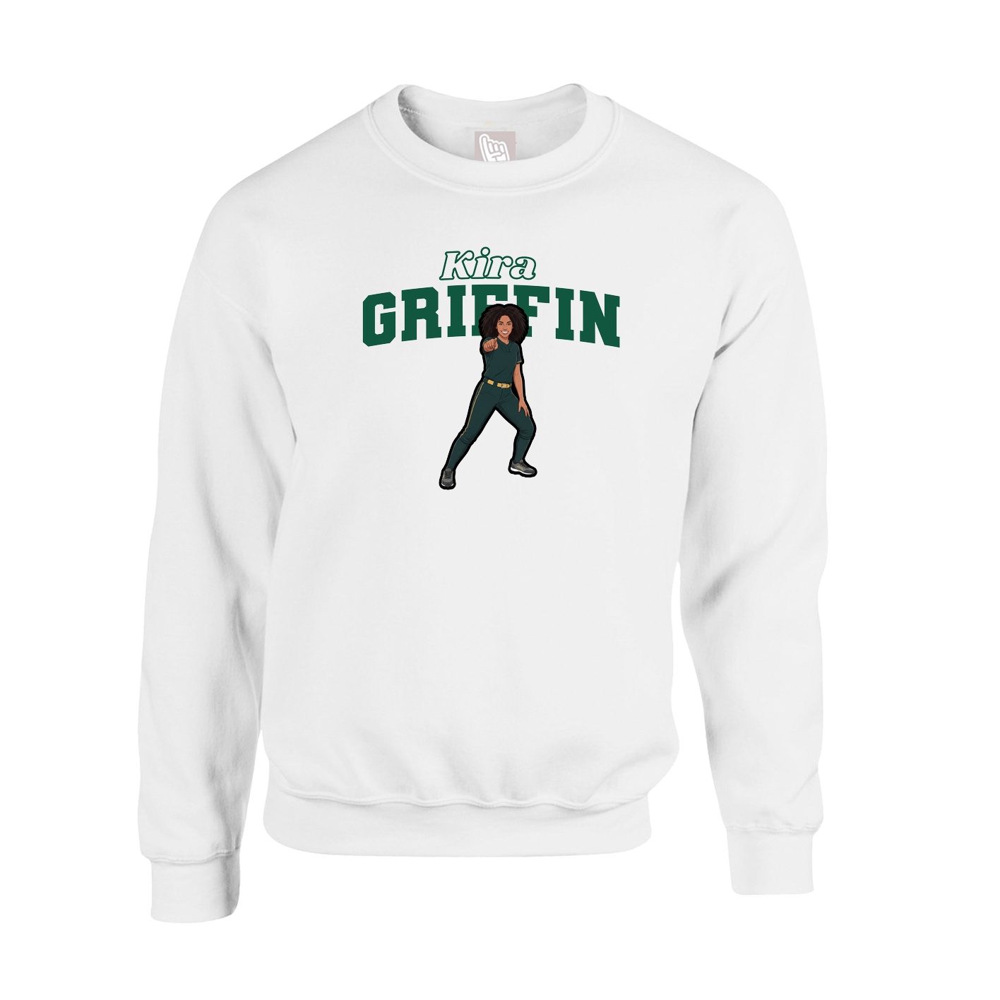 Fleece Crew — Name Arch in White