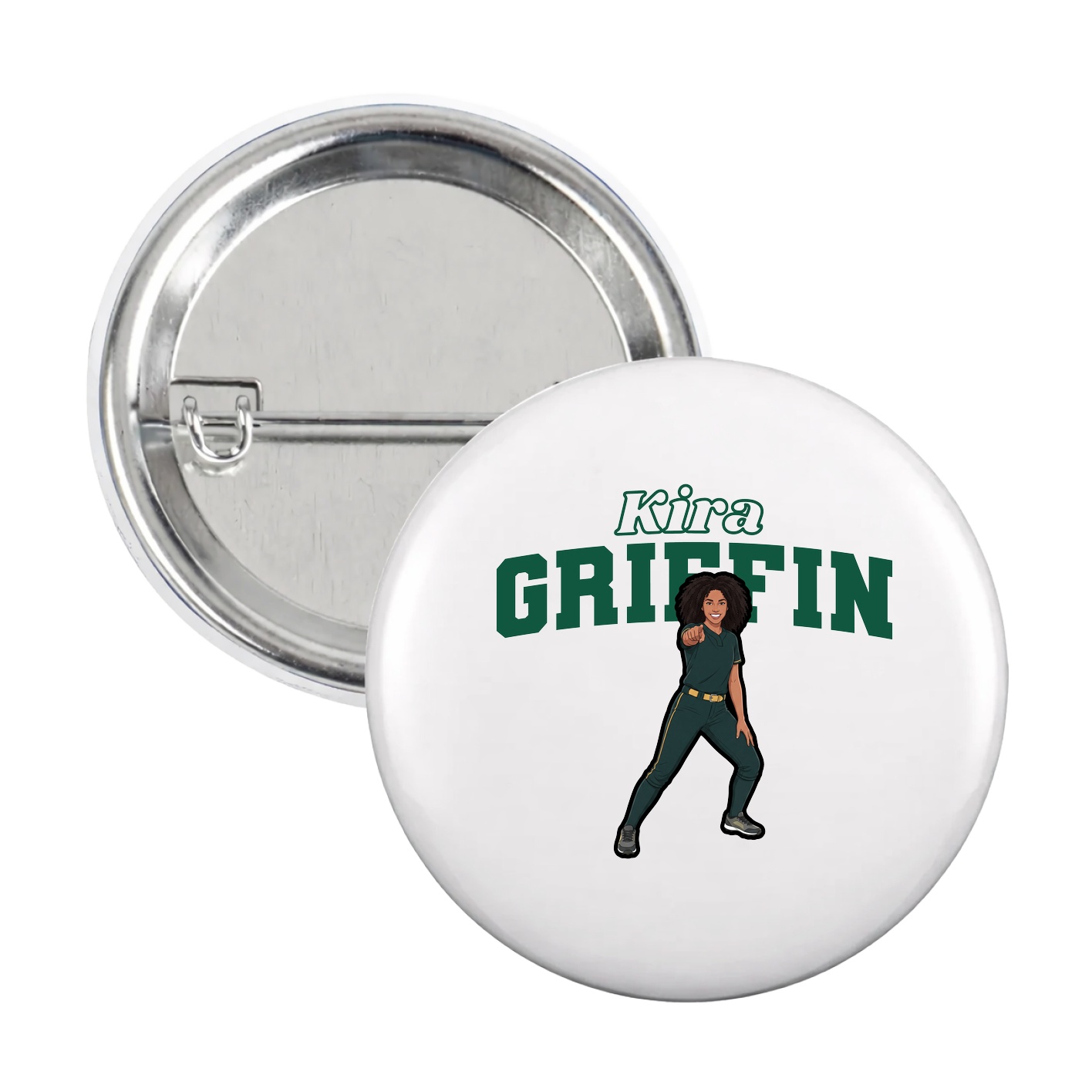 Game Day Button — Name Arch in White