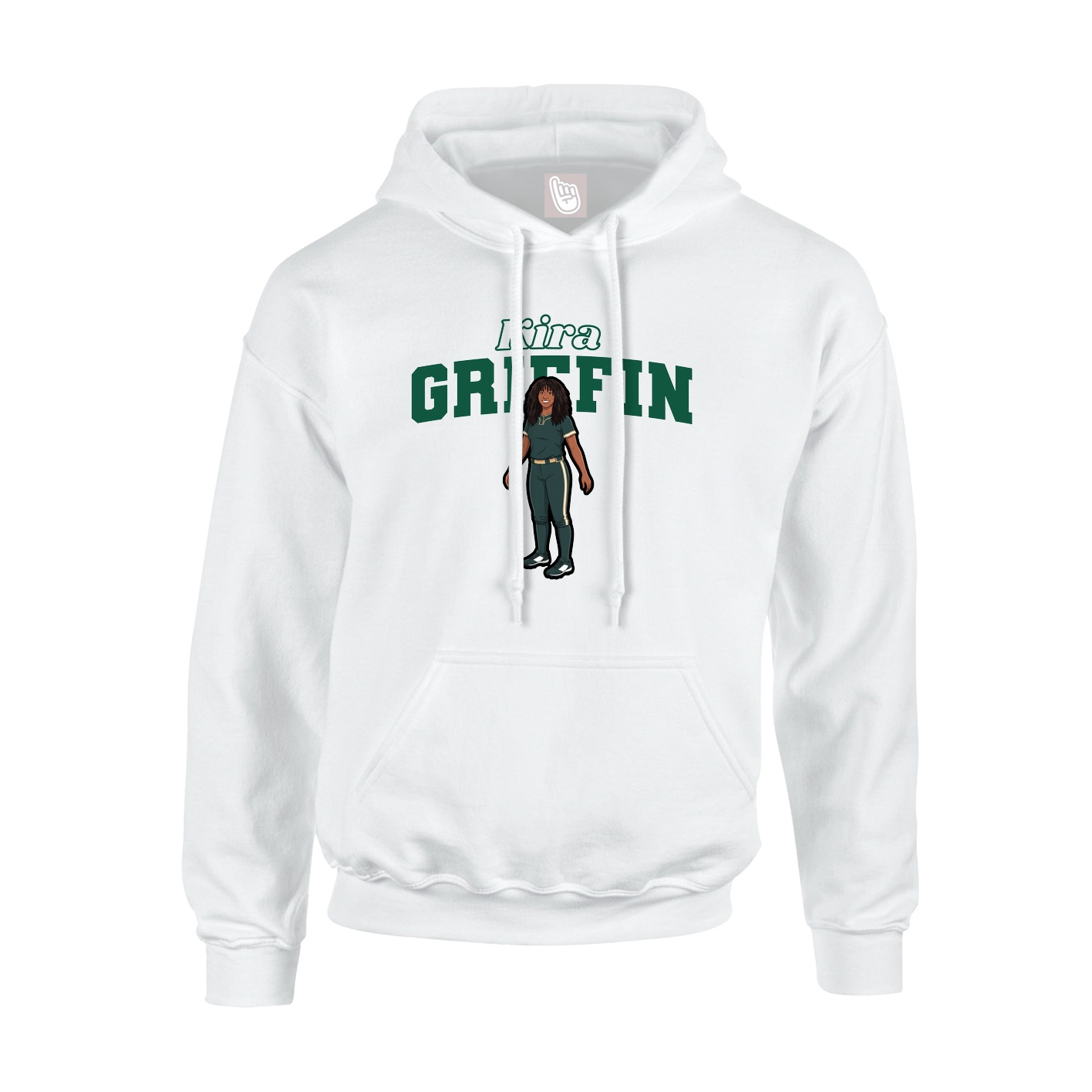 Youth Hoodie — Name Arch in White