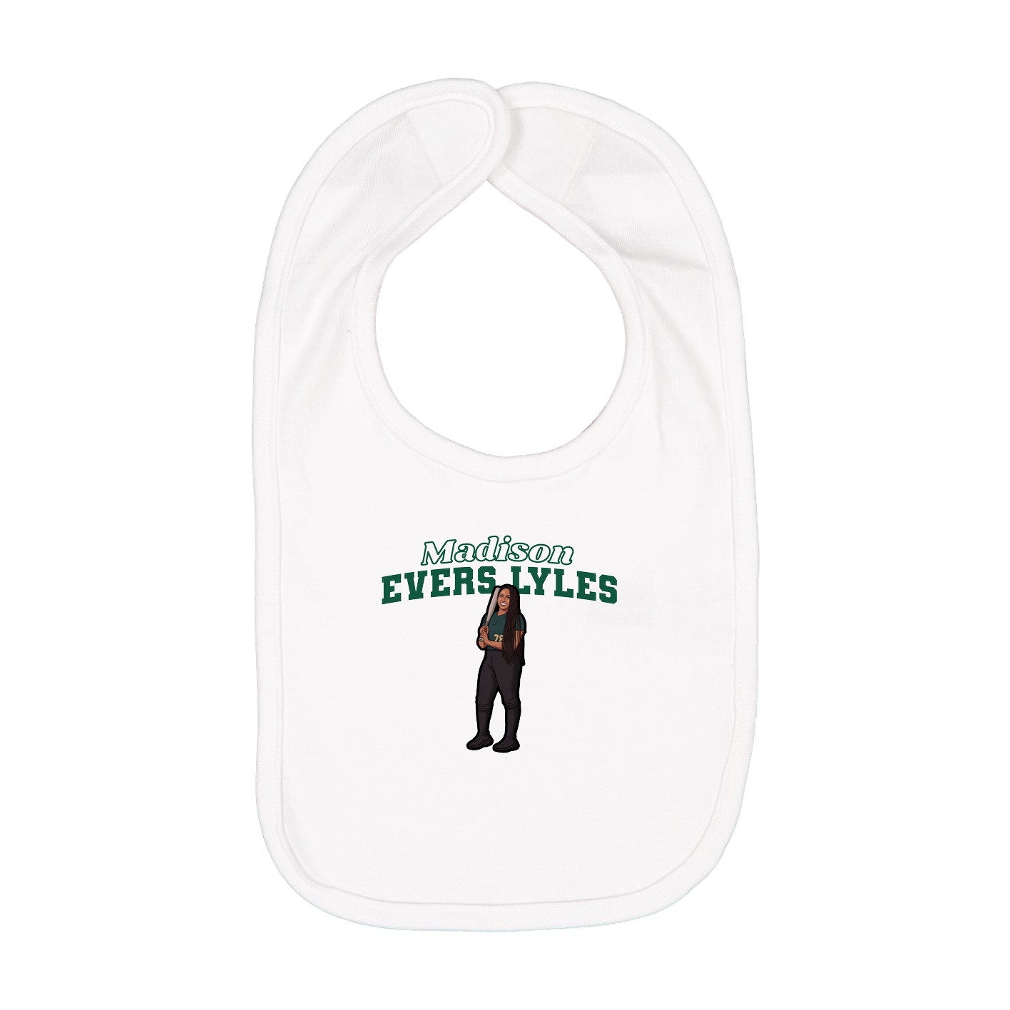 Infant Bib — Name Arch in White