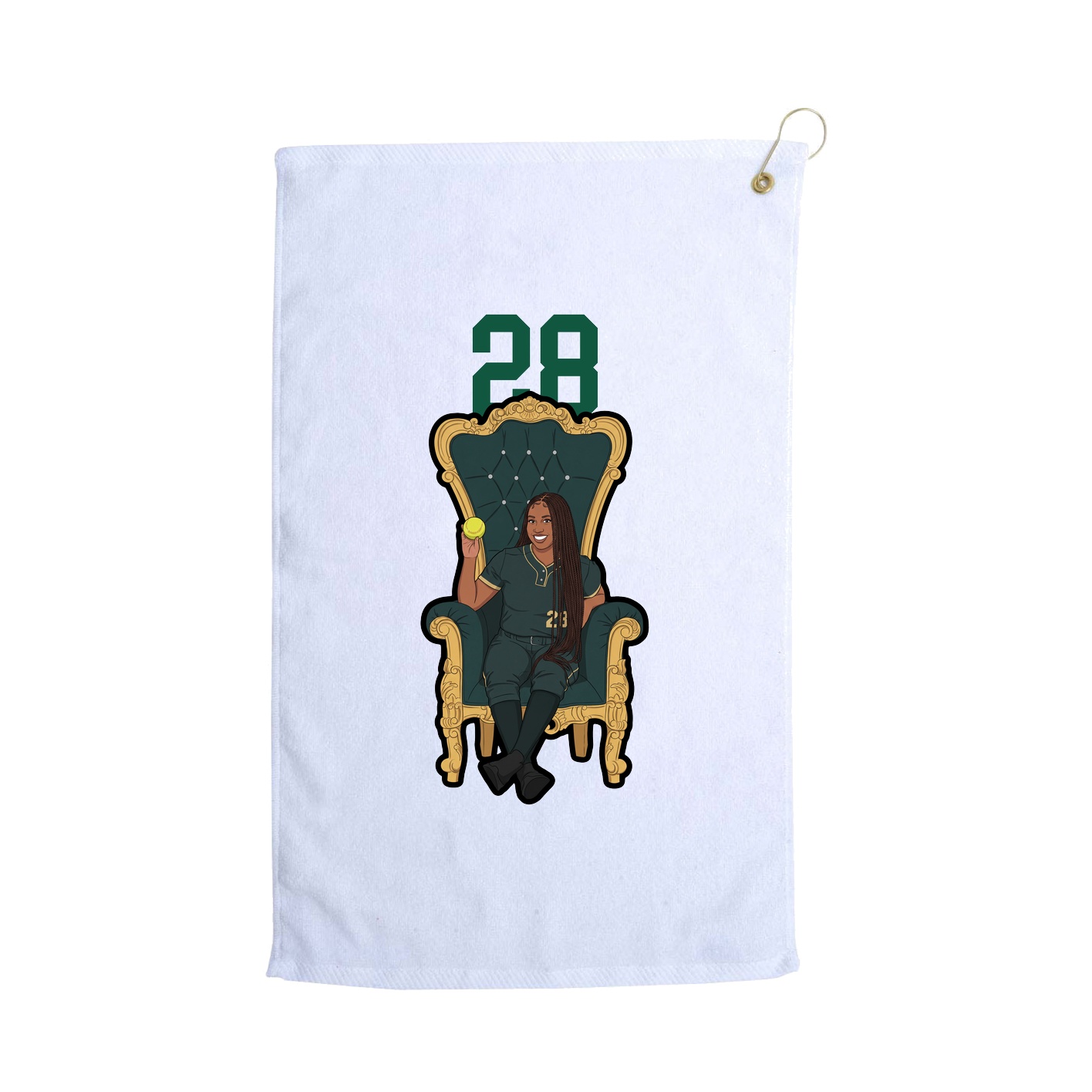 Golf Towel — Number Top in White