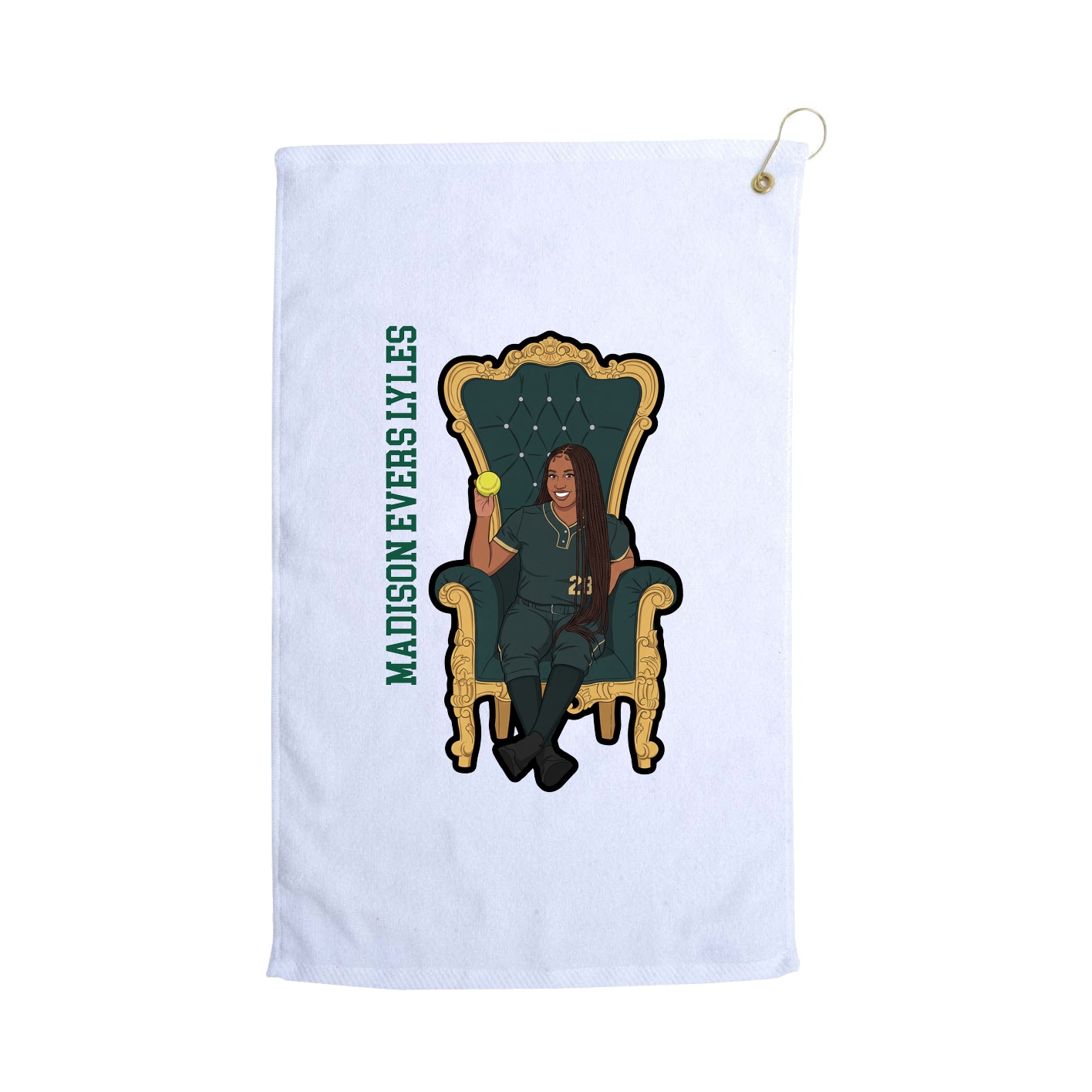 Golf Towel — Name Vertical in White