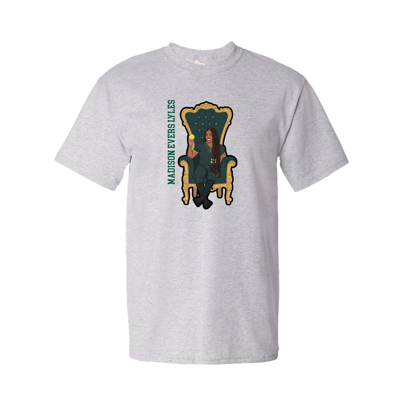 Youth Tee — Name Vertical in Grey