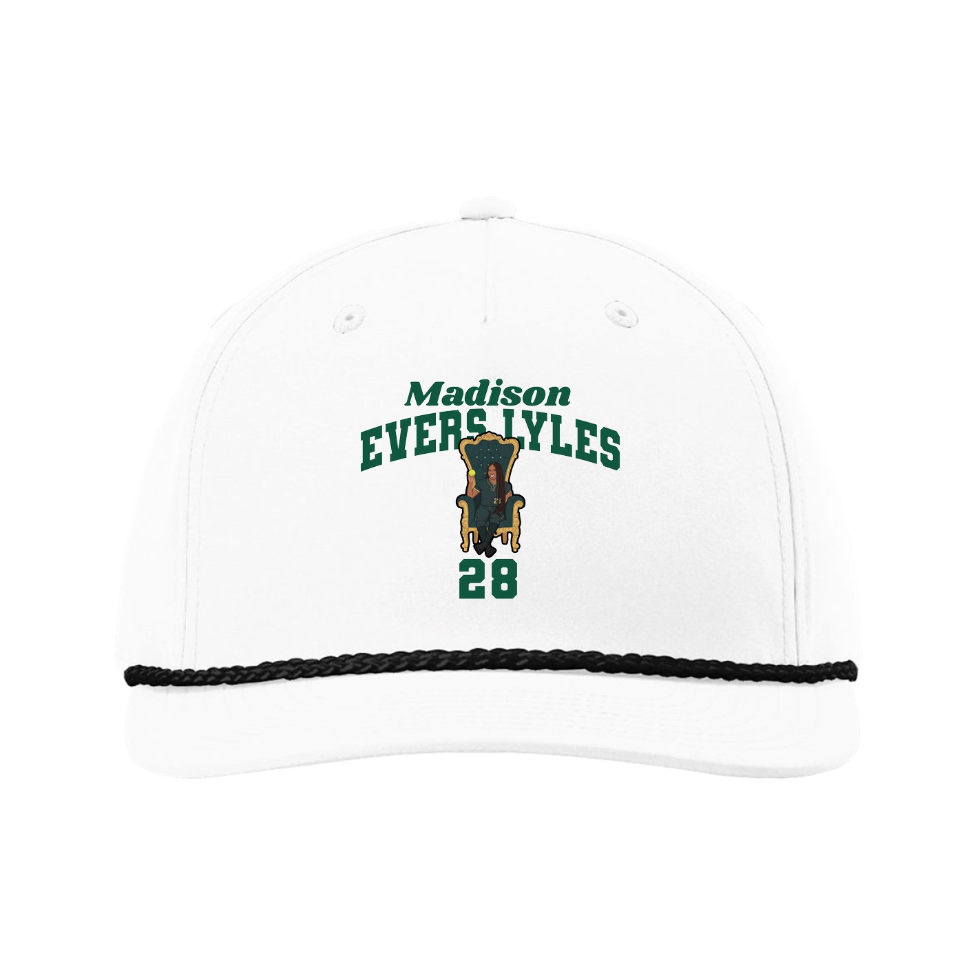 Five-Panel Classic Rope Cap — Signature Arch in White