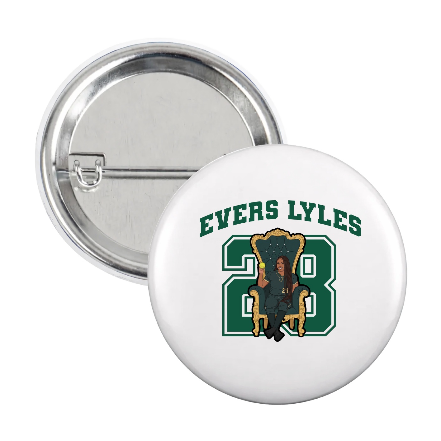 Game Day Button — Number in White