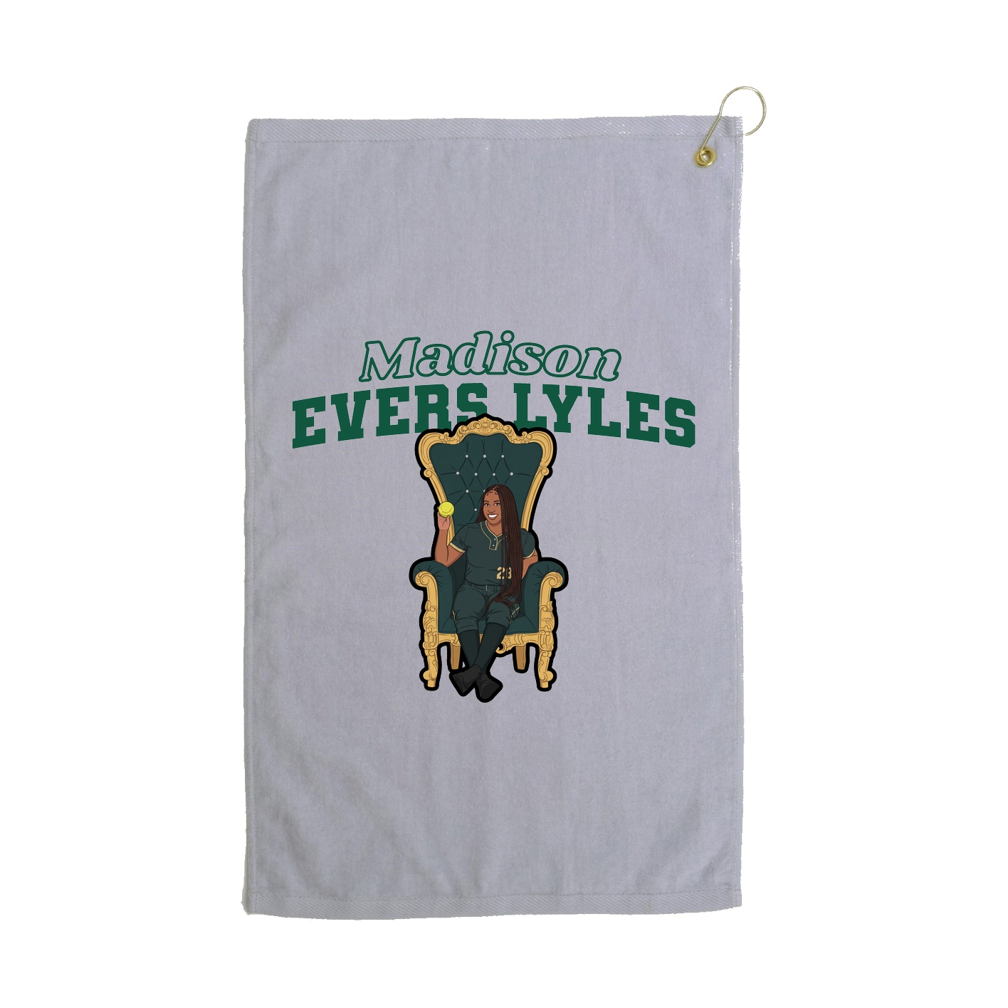 Golf Towel — Name Arch in Grey
