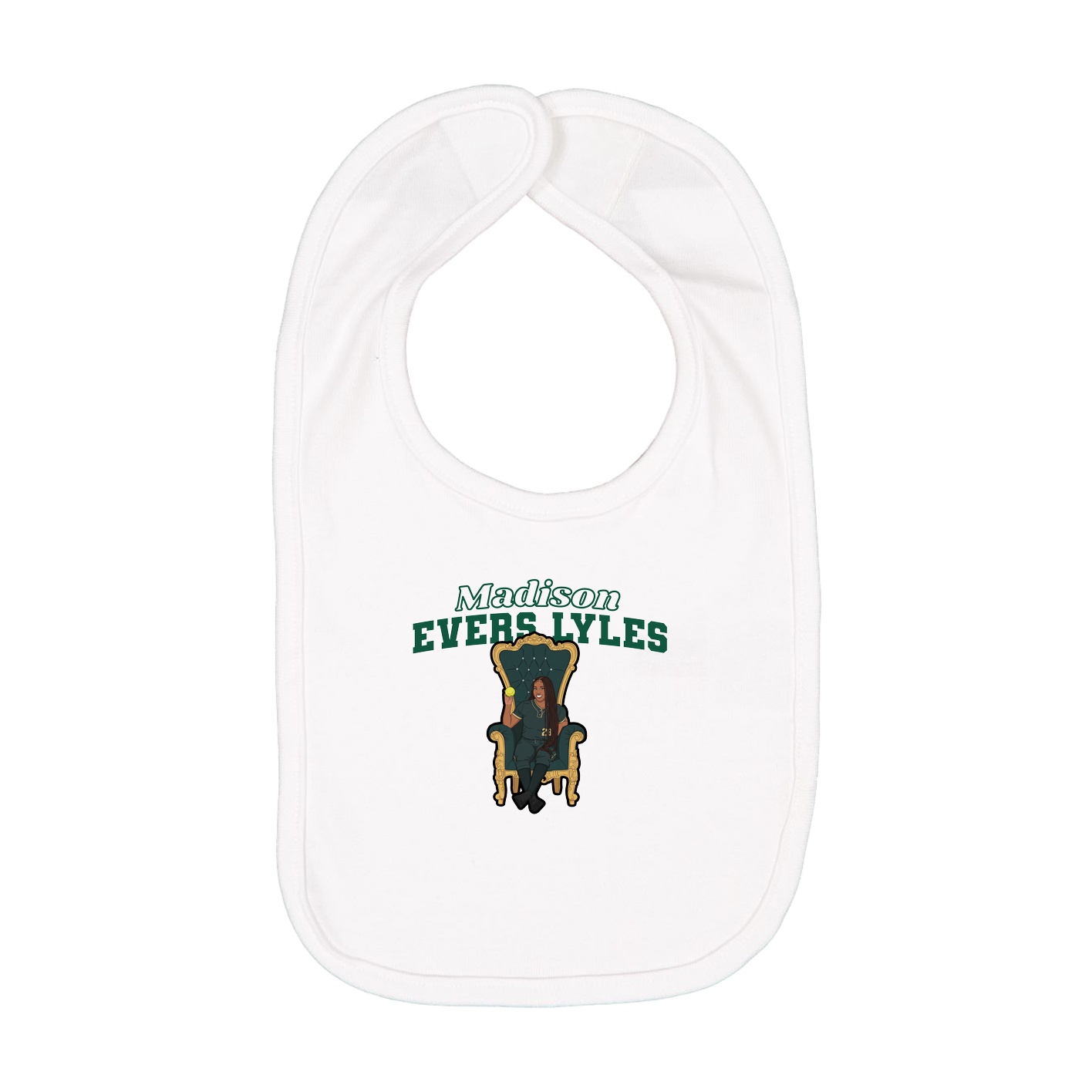 Infant Bib — Name Arch in White