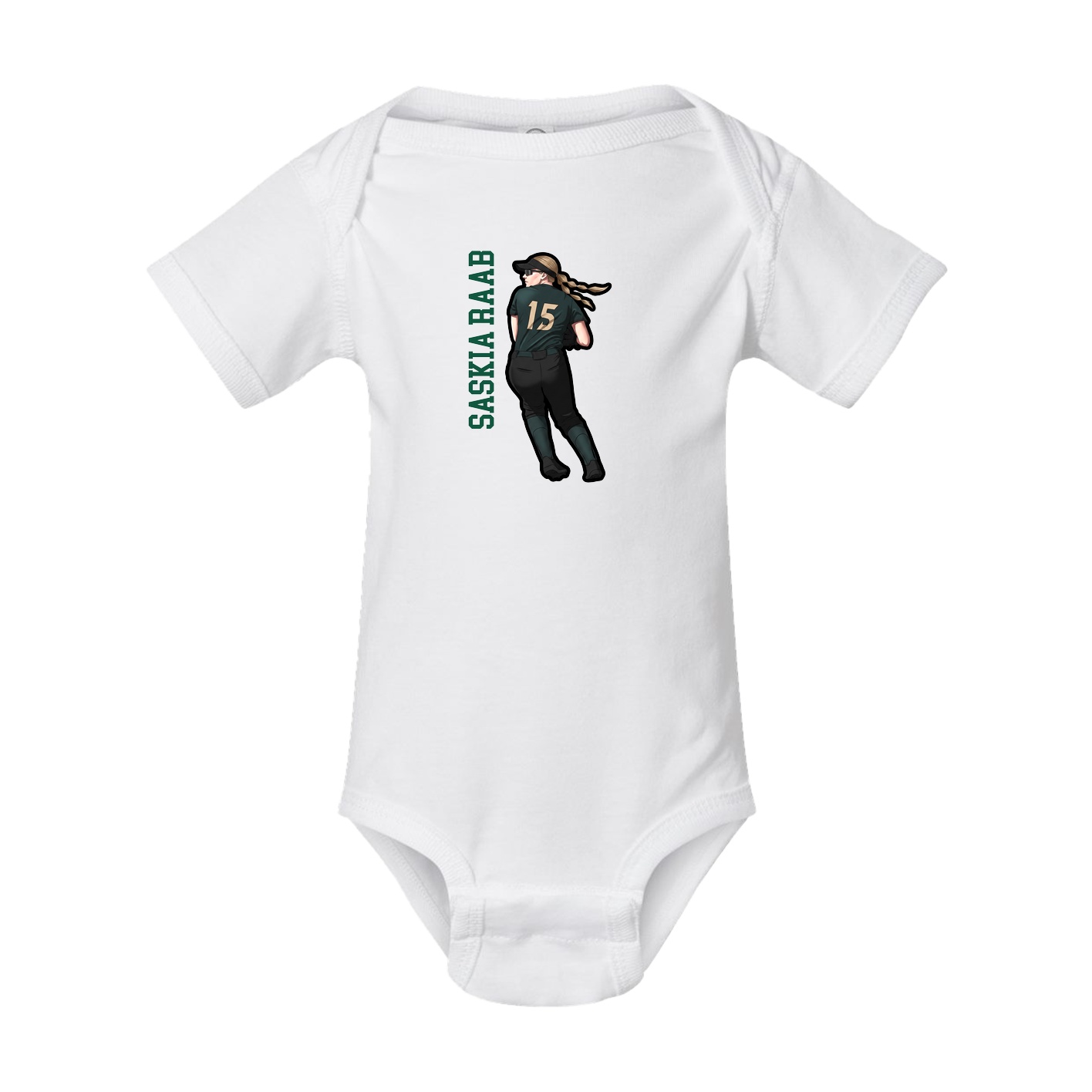 Baby Onesie — Name Vertical in White